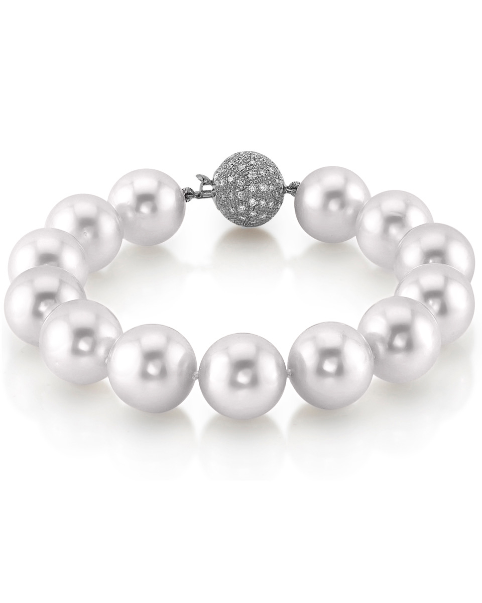 Armband aus weißen Südseeperlen, 12–13 mm