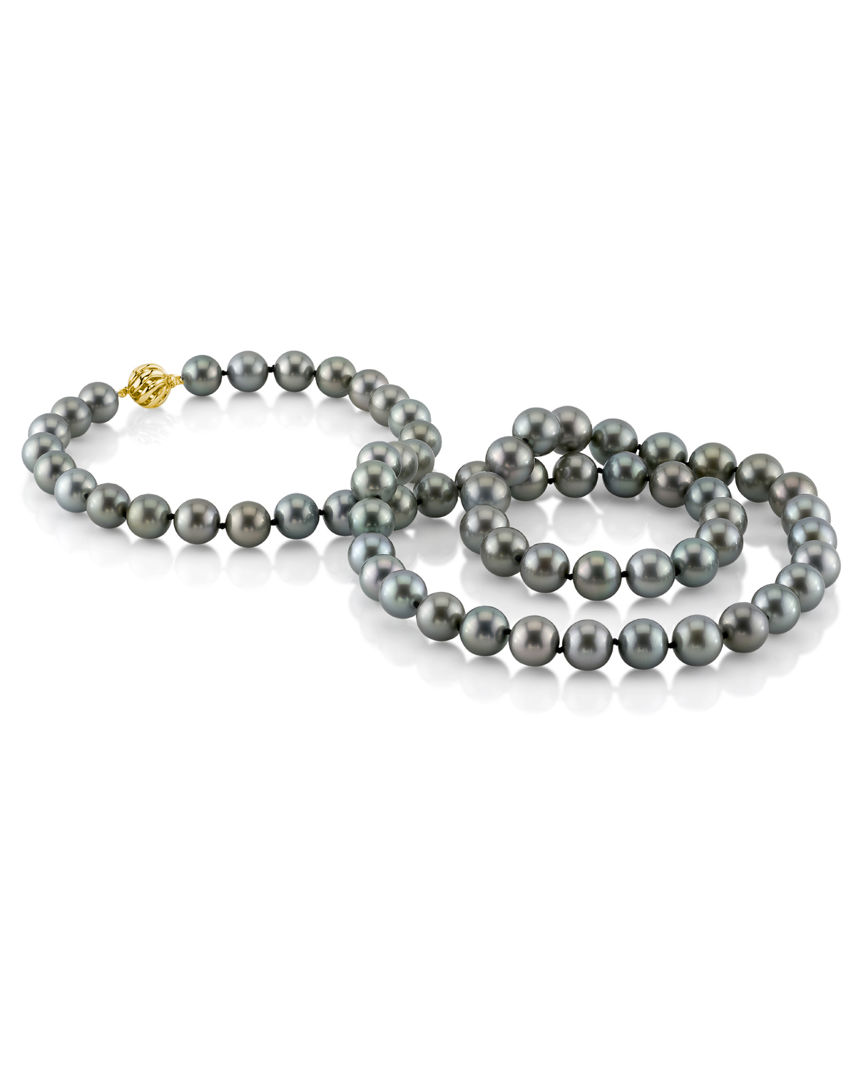 Opera Length 12-13mm Green Tahitian South Sea Pearl Necklace - AAAA Quality - Model Image
