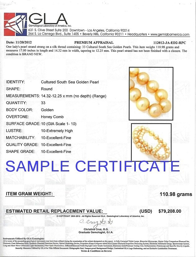 12–14 mm goldene Südseeperlenkette – AAAA-Qualität – Zweites Bild