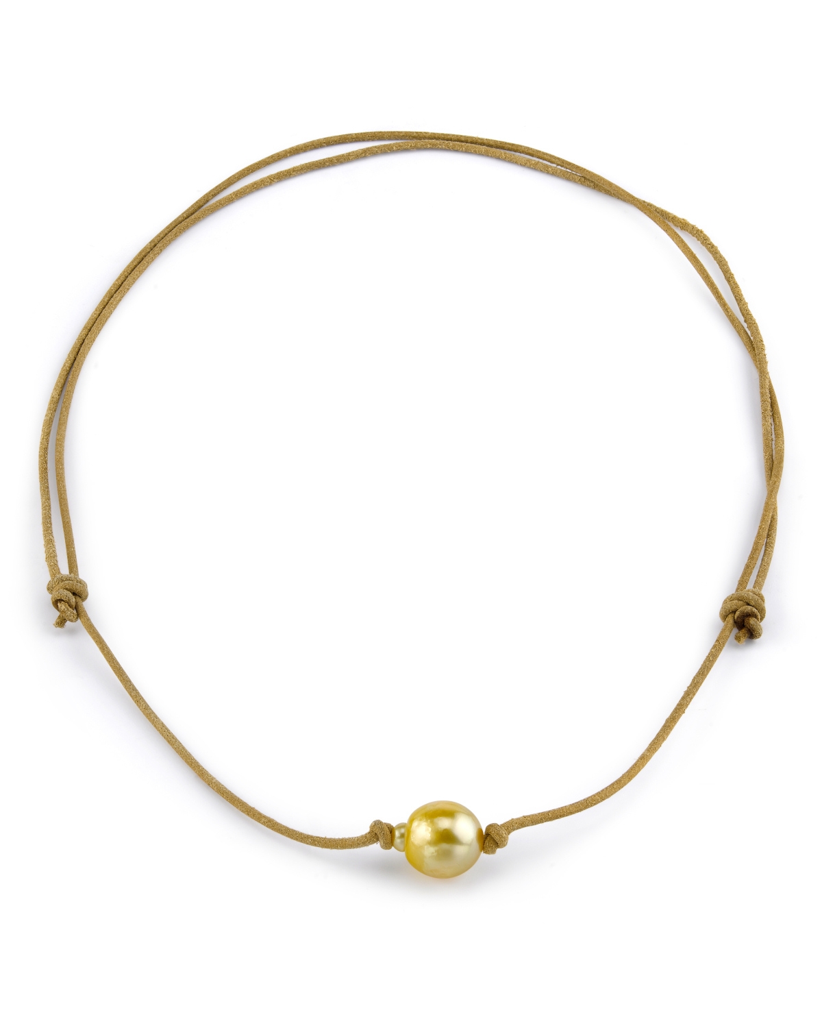 Verstellbare Herrenhalskette aus Leder mit goldenen Barockperlen