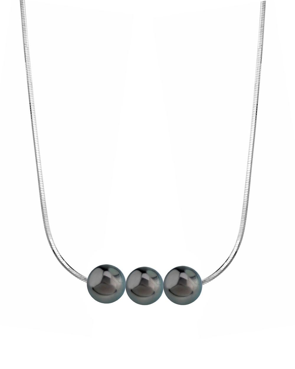 Pearl Moments – Verstellbare Silberkette mit 10 mm großer Tahiti-Südseeperle – Modellbild