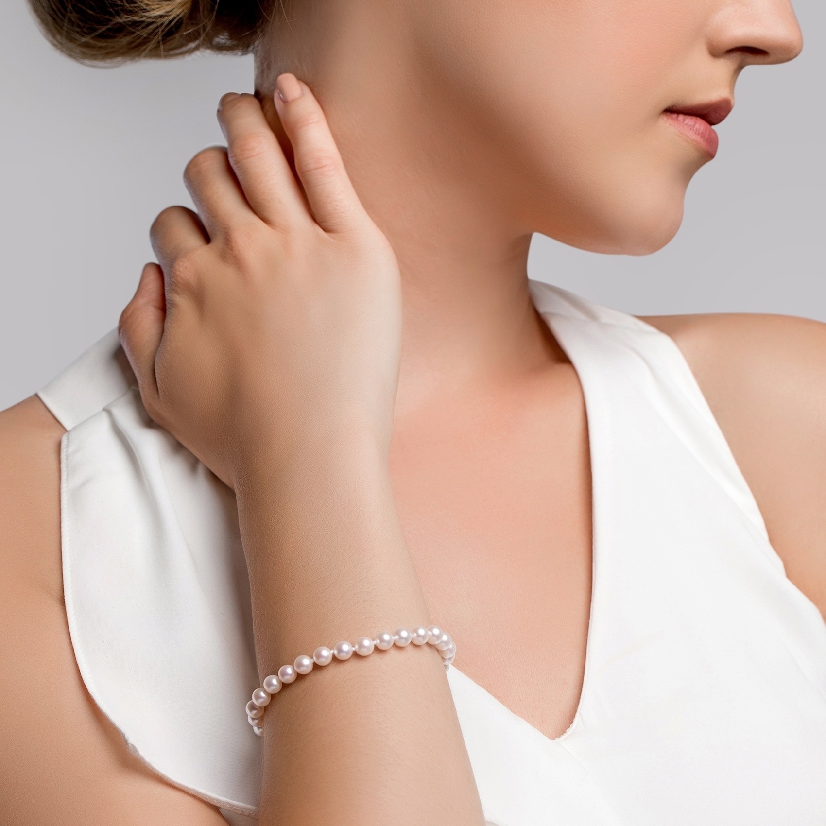 Armband aus 5,5–6,0 mm großen weißen Akoya-Perlen – Zweites Bild