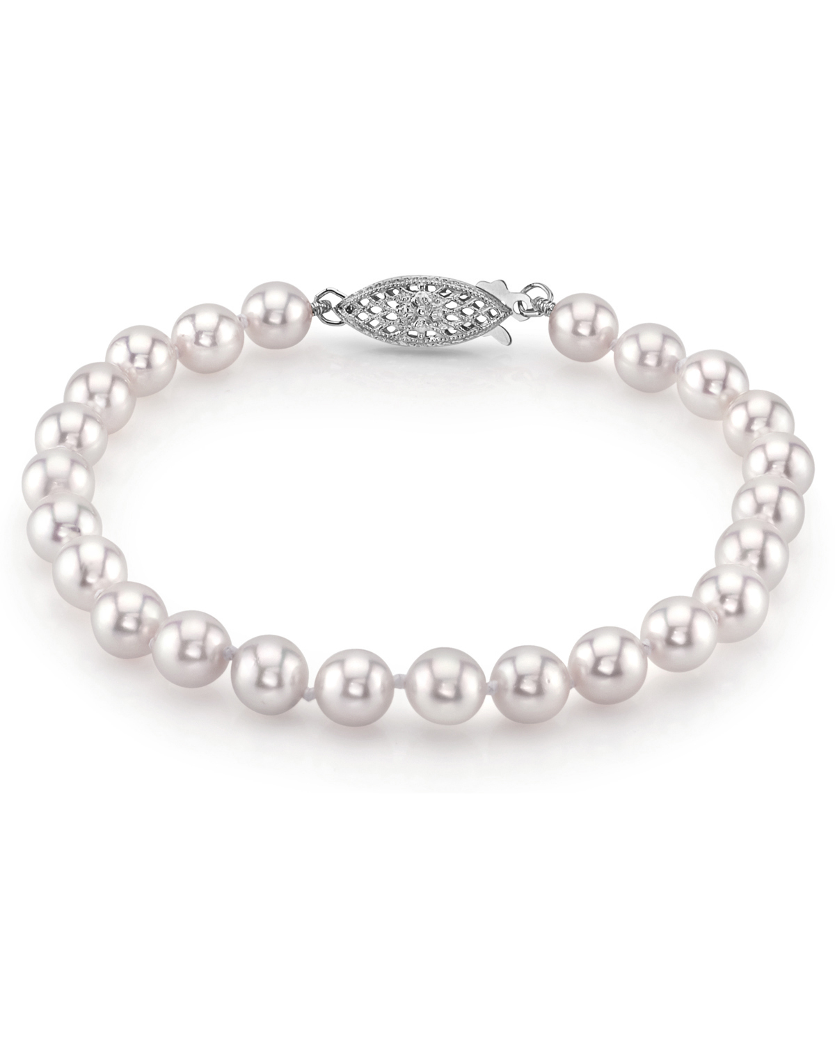 Armband aus 6,0–6,5 mm großen weißen Akoya-Perlen