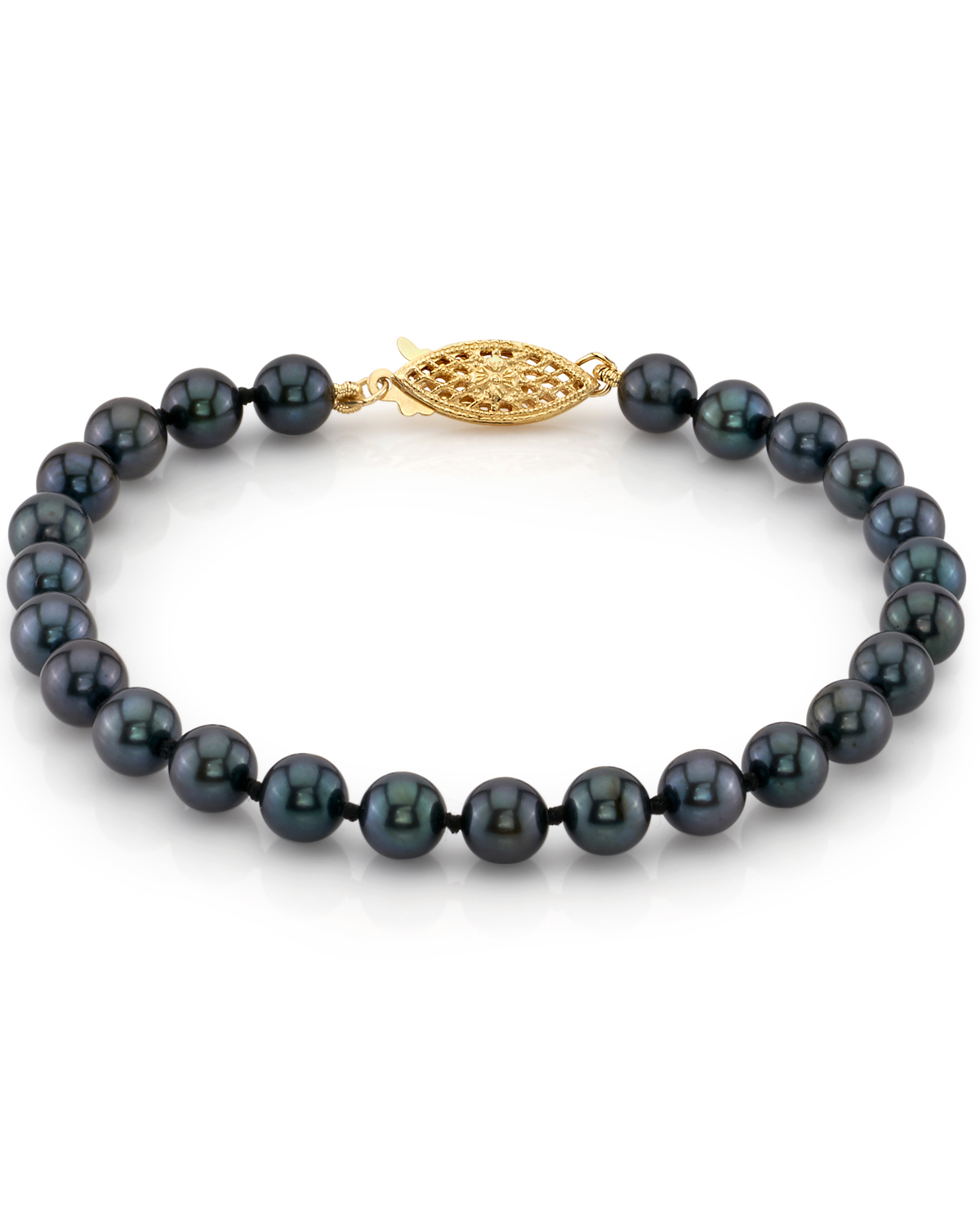 Armband aus 5,5–6,0 mm großen schwarzen Akoya-Perlen – Drittes Bild