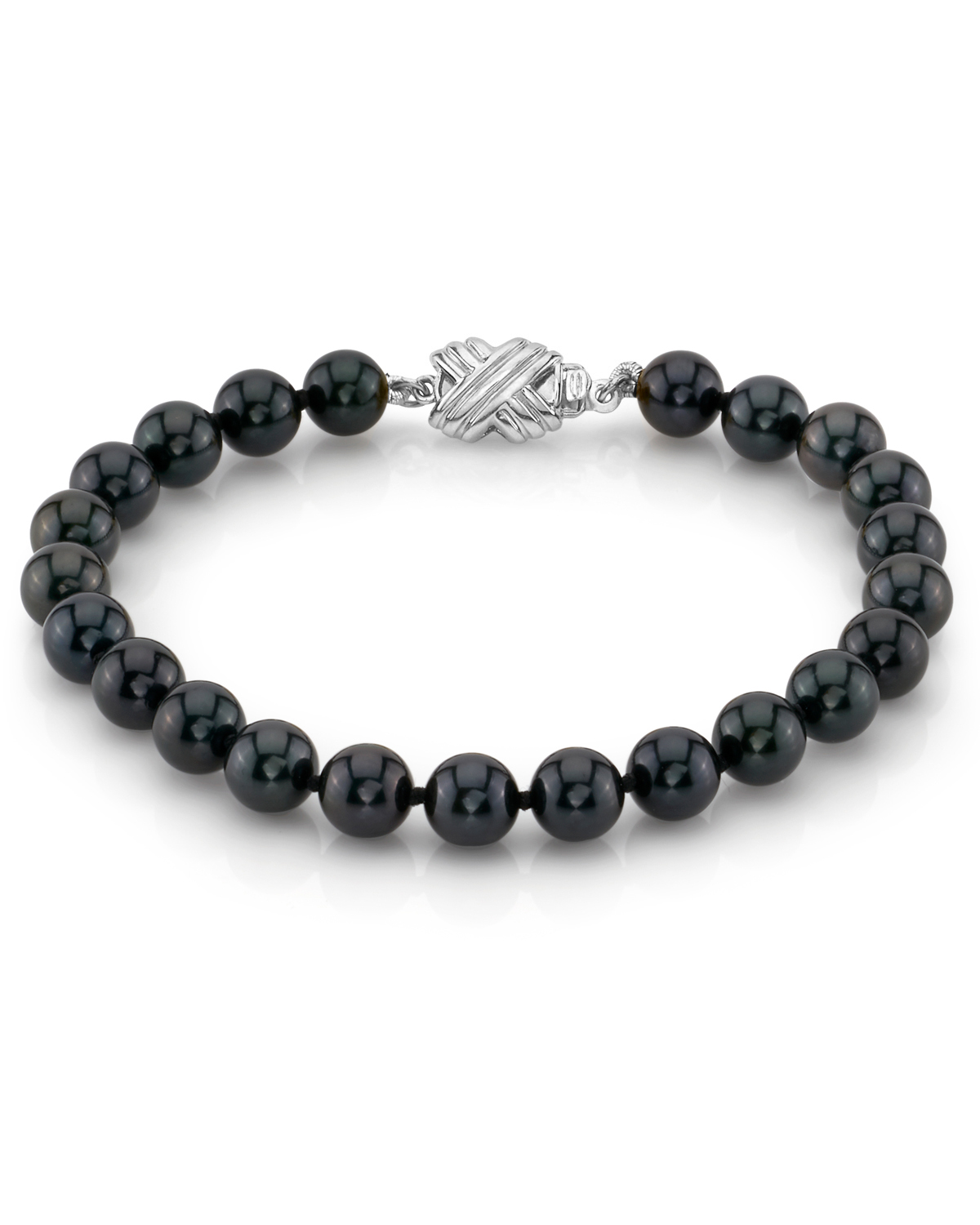Armband aus 6,0–6,5 mm großen schwarzen Akoya-Perlen