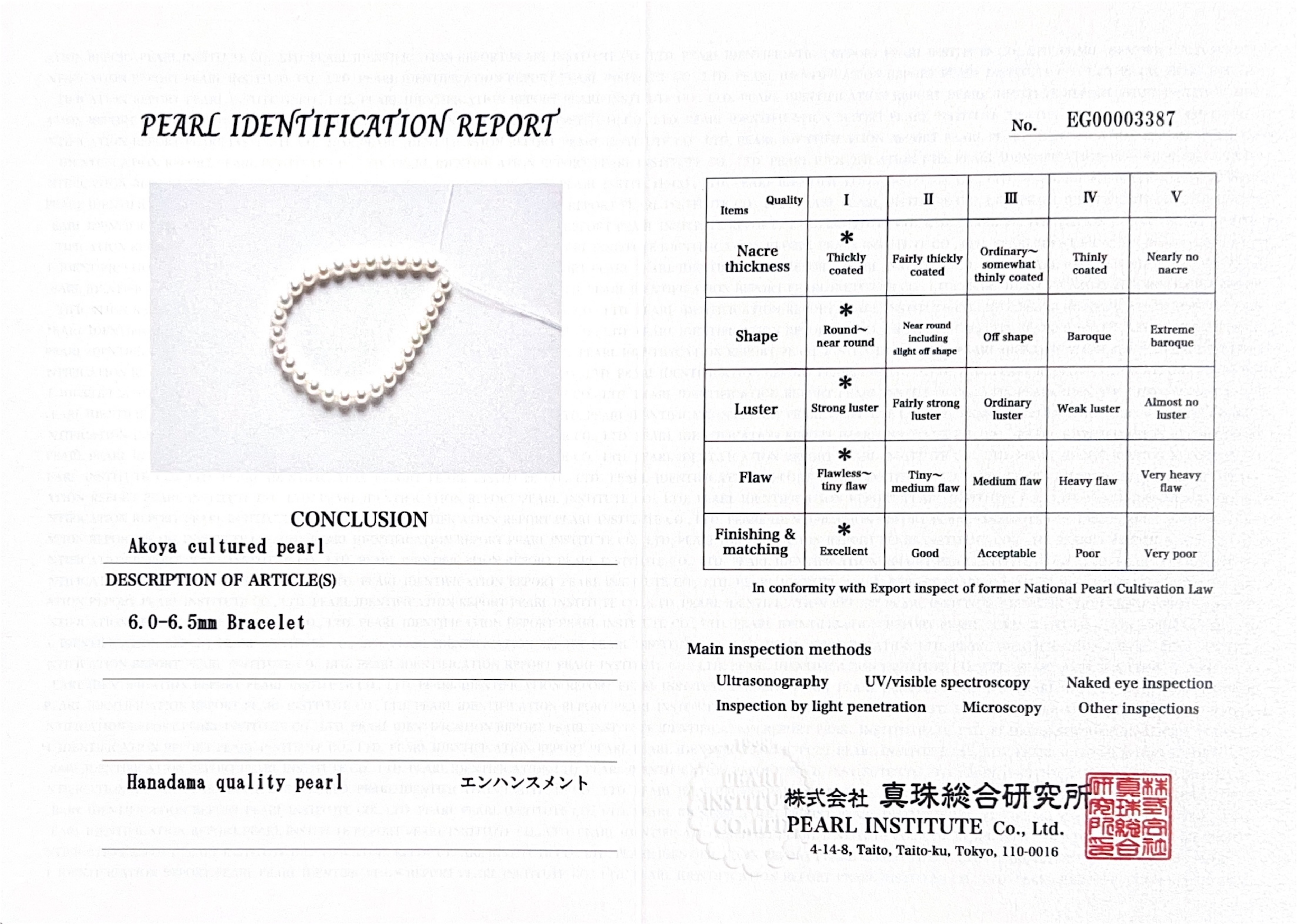 6,0–6,5 mm Hanadama Akoya-Armband aus weißen Perlen – Drittes Bild