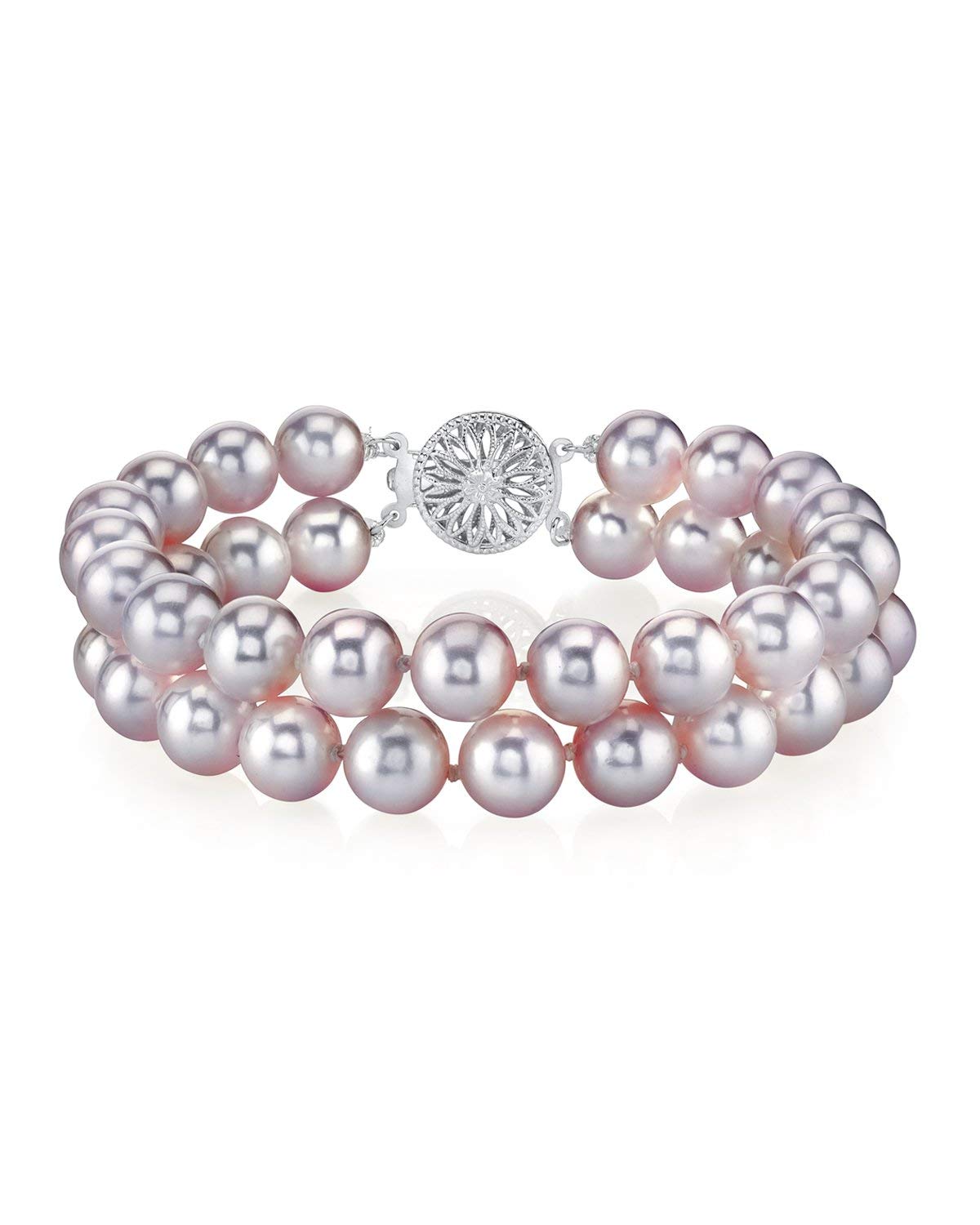 Armband mit 6,5–7 mm großen rosa Süßwasser-Doppelperlen – AAA-Qualität
