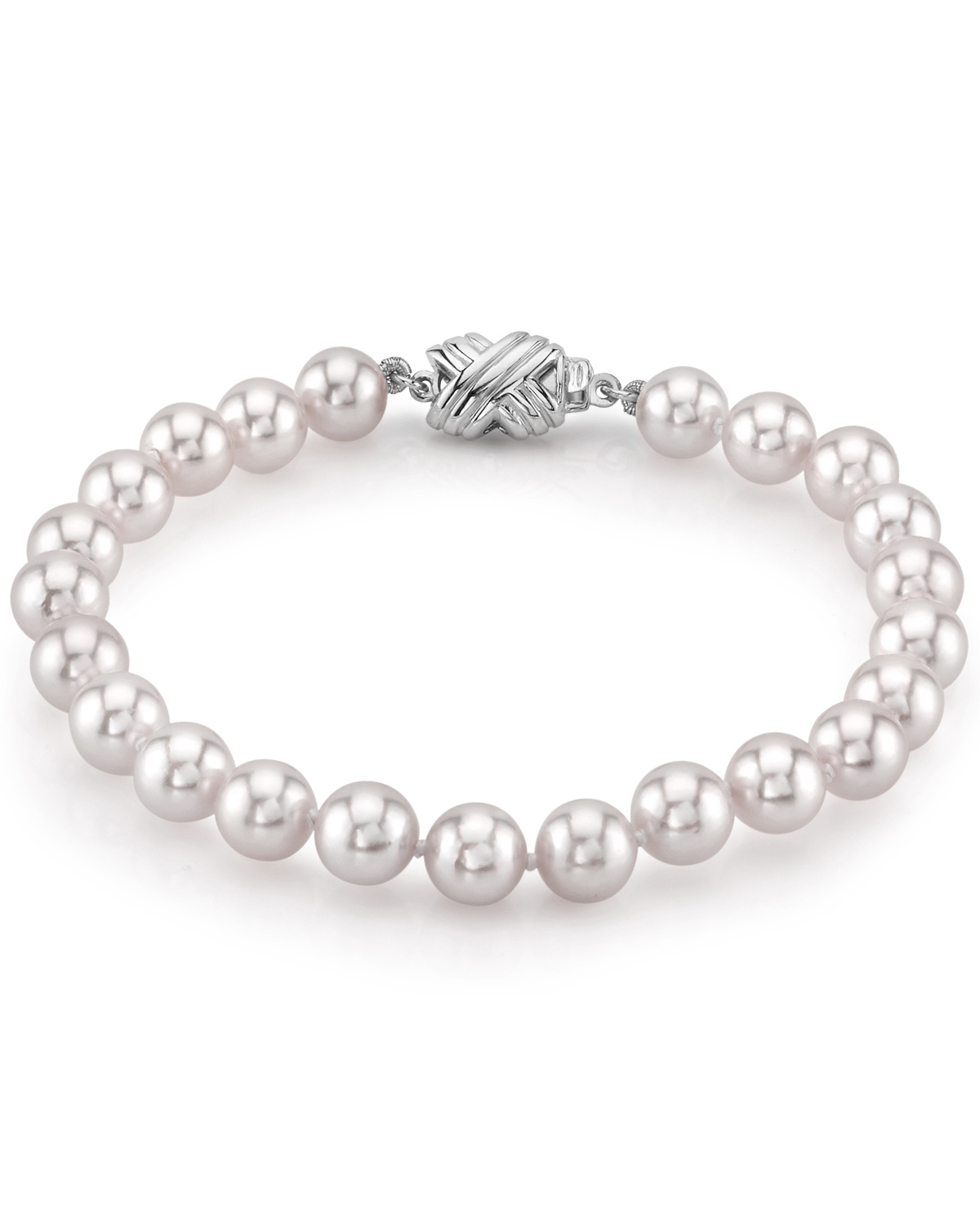 Armband aus 6,5–7,0 mm großen weißen Akoya-Perlen
