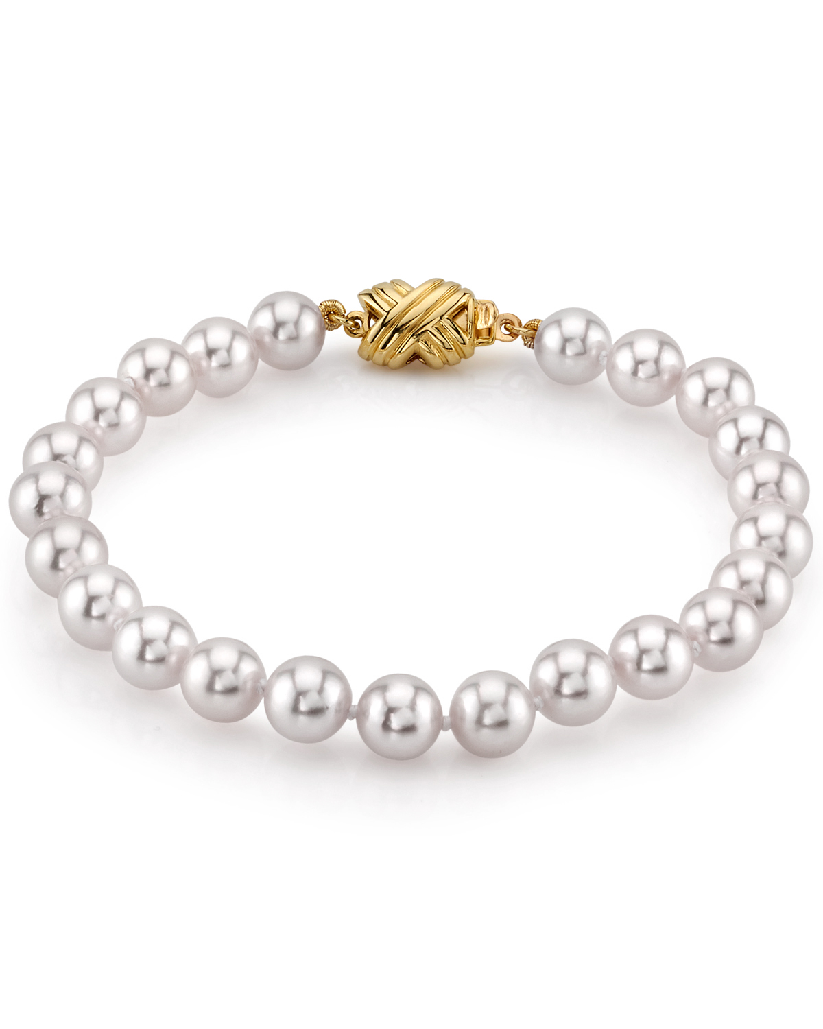 Armband aus 6,5–7,0 mm großen weißen Akoya-Perlen – AAA-Qualität – Drittes Bild