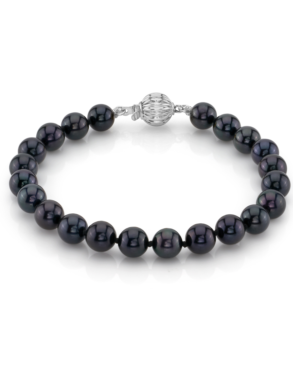 Armband aus 6,5–7,0 mm großen schwarzen Akoya-Perlen