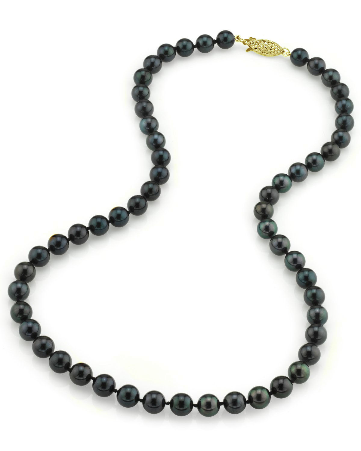 7.0-7.5mm Japanese Akoya Black Pearl Necklace - AA+ Quality - Third Image