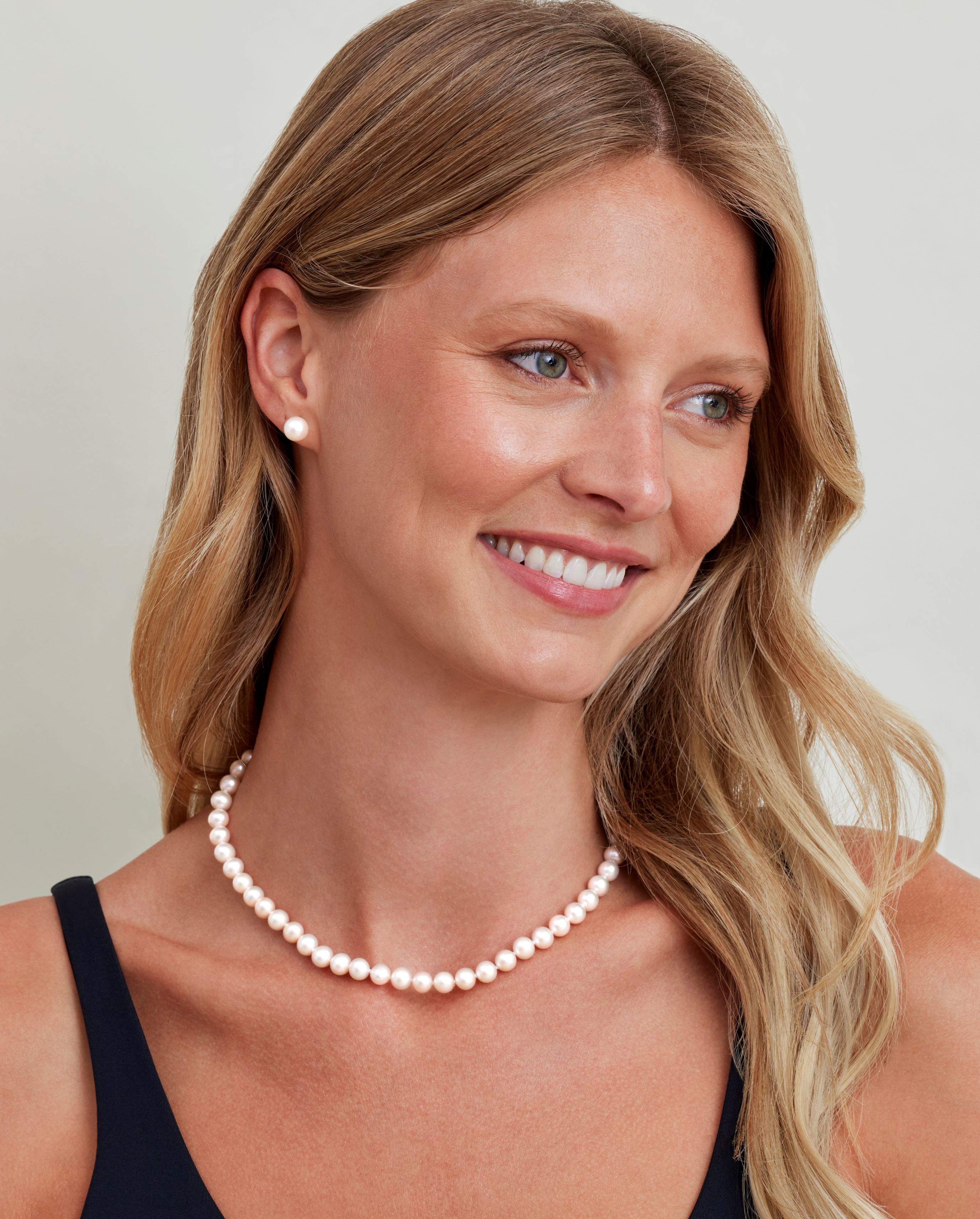 7.0-7.5mm Japanese Akoya White Pearl Necklace - AA+ Quality - Secondary Image