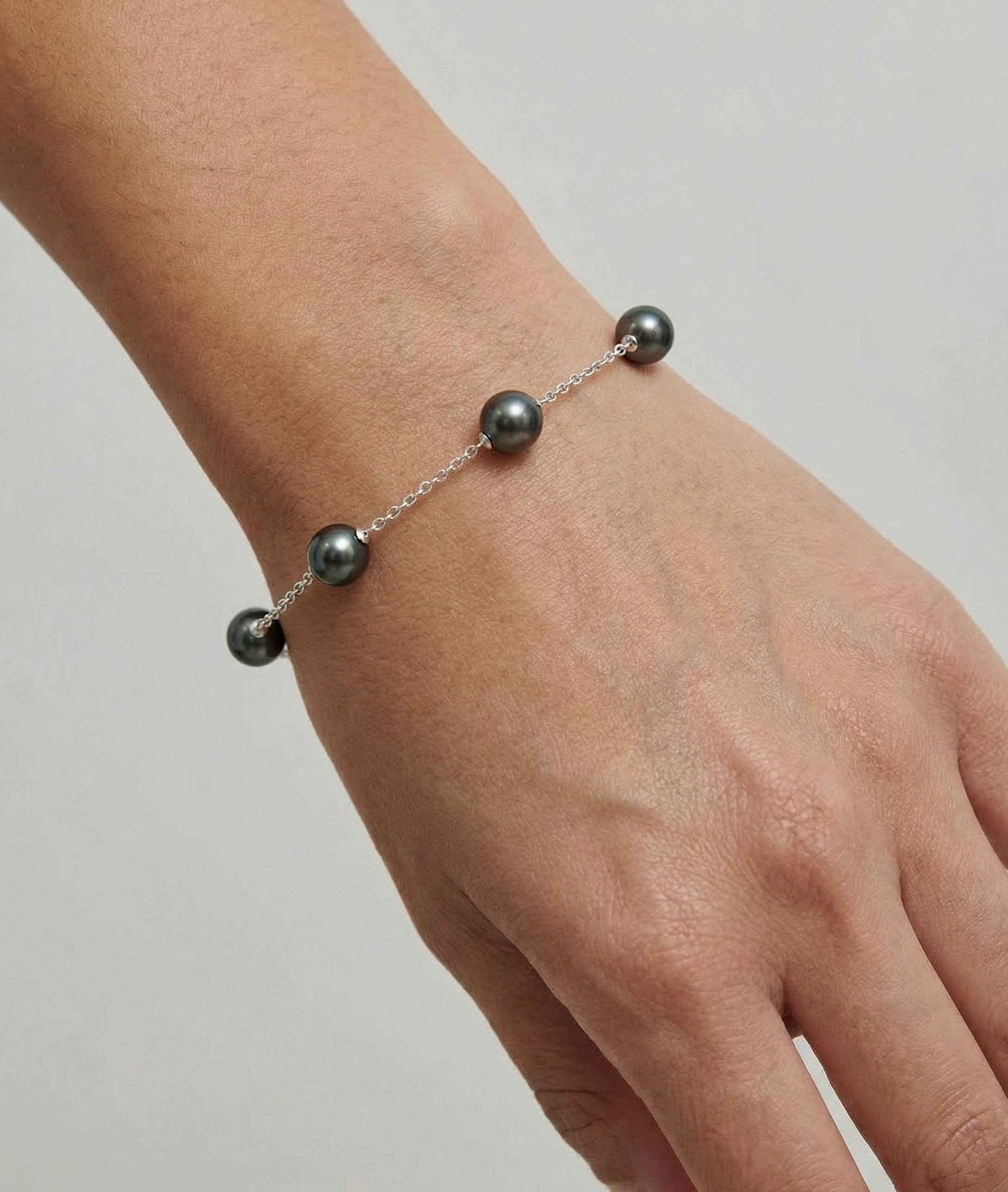 7,0–7,5 mm japanisches Akoya-Armband mit schwarzen Perlen – drittes Bild