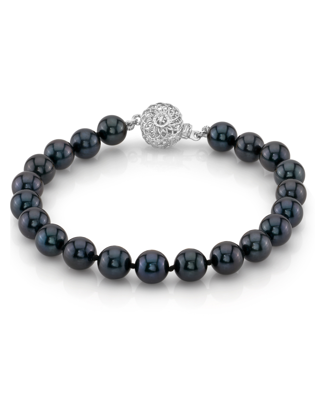 Armband aus 7,0–7,5 mm großen schwarzen Akoya-Perlen