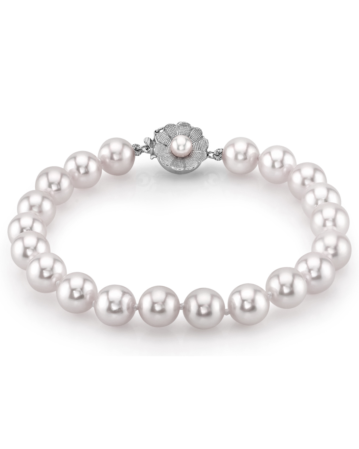 Armband aus 7,5–8,0 mm großen weißen Akoya-Perlen – AAA-Qualität