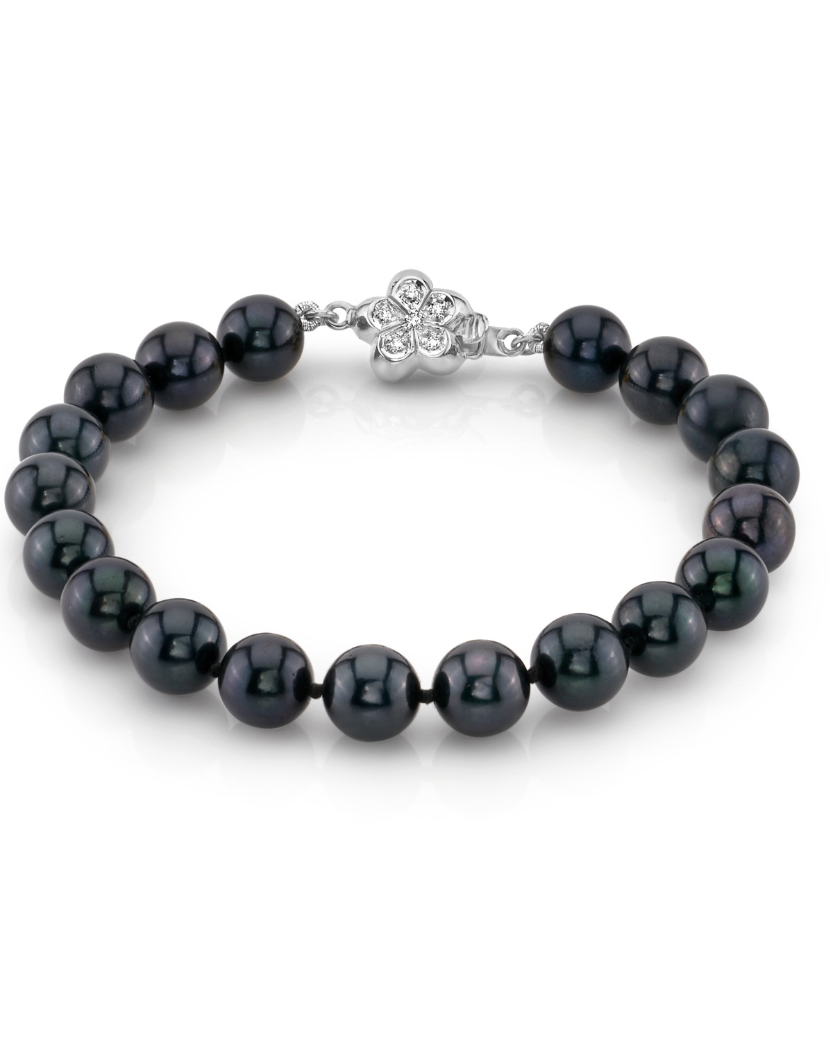 Armband aus 7,5–8,0 mm großen Akoya-Schwarzperlen