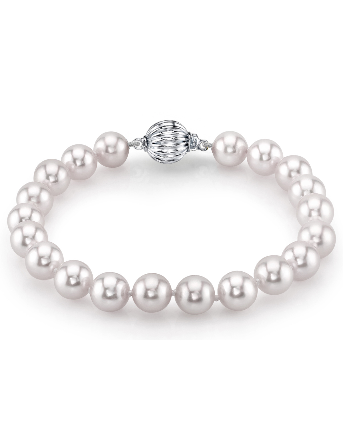 Armband aus 7,5–8,0 mm großen weißen Akoya-Perlen