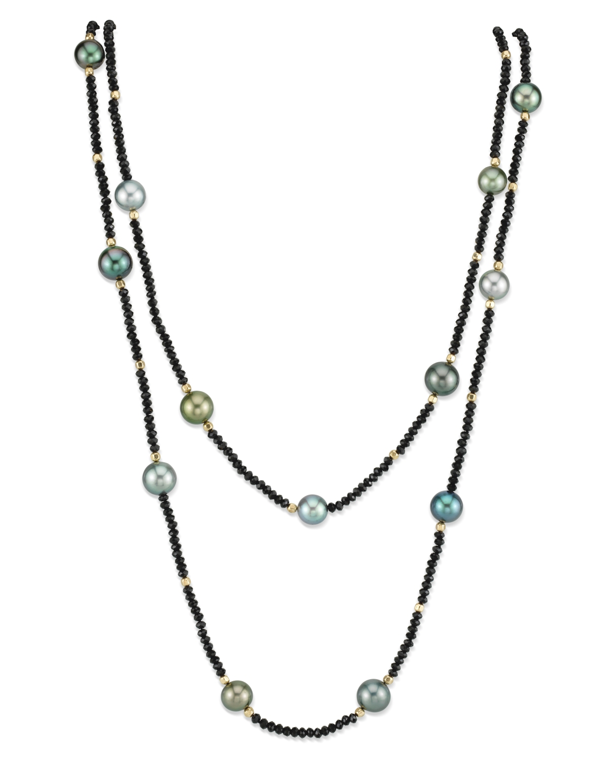 10–11 mm Tahiti-Südsee-Halskette mit mehrfarbigen Perlen und Edelsteinen