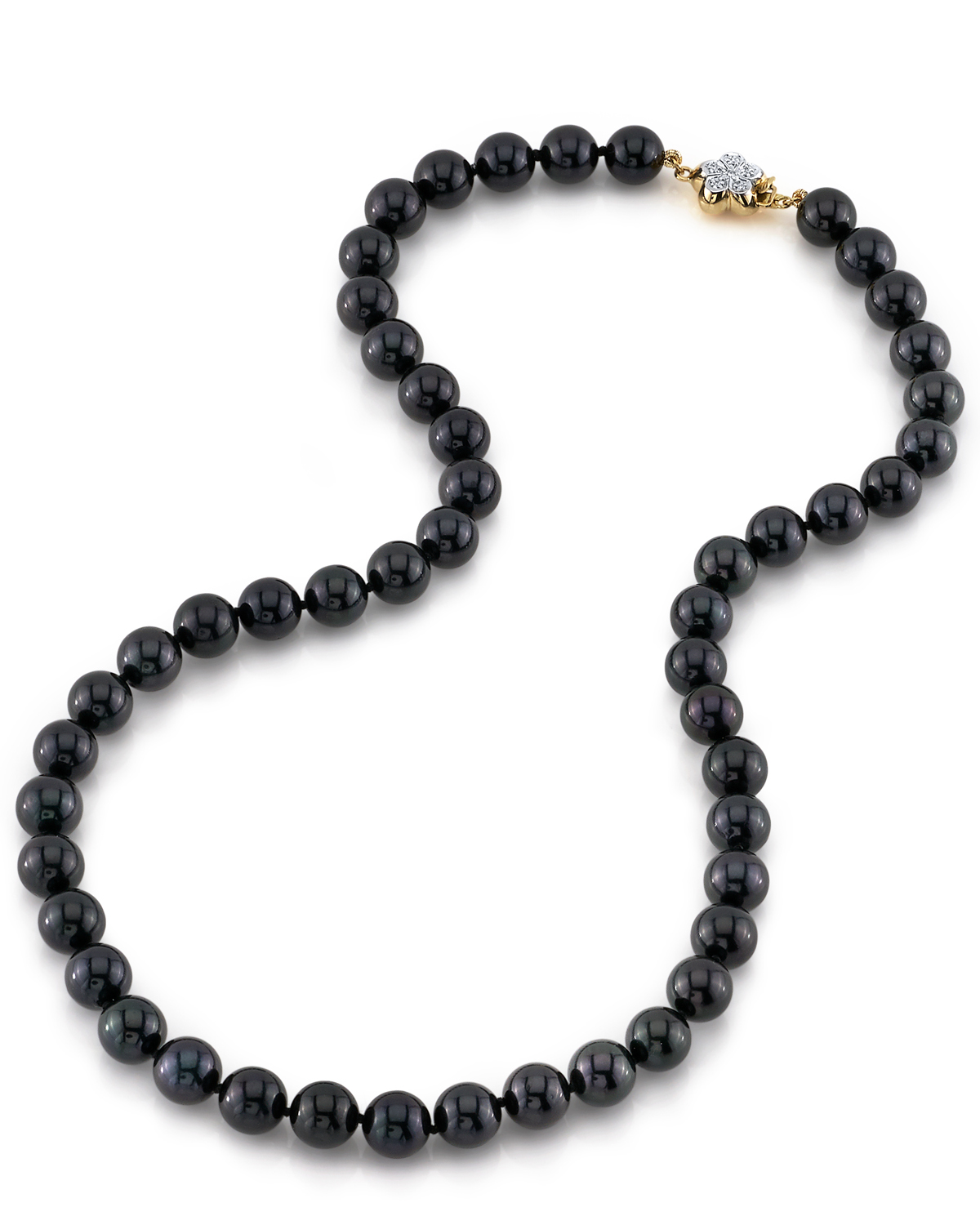 8.0-8.5mm Japanese Akoya Black Pearl Necklace - AAA Quality - Third Image
