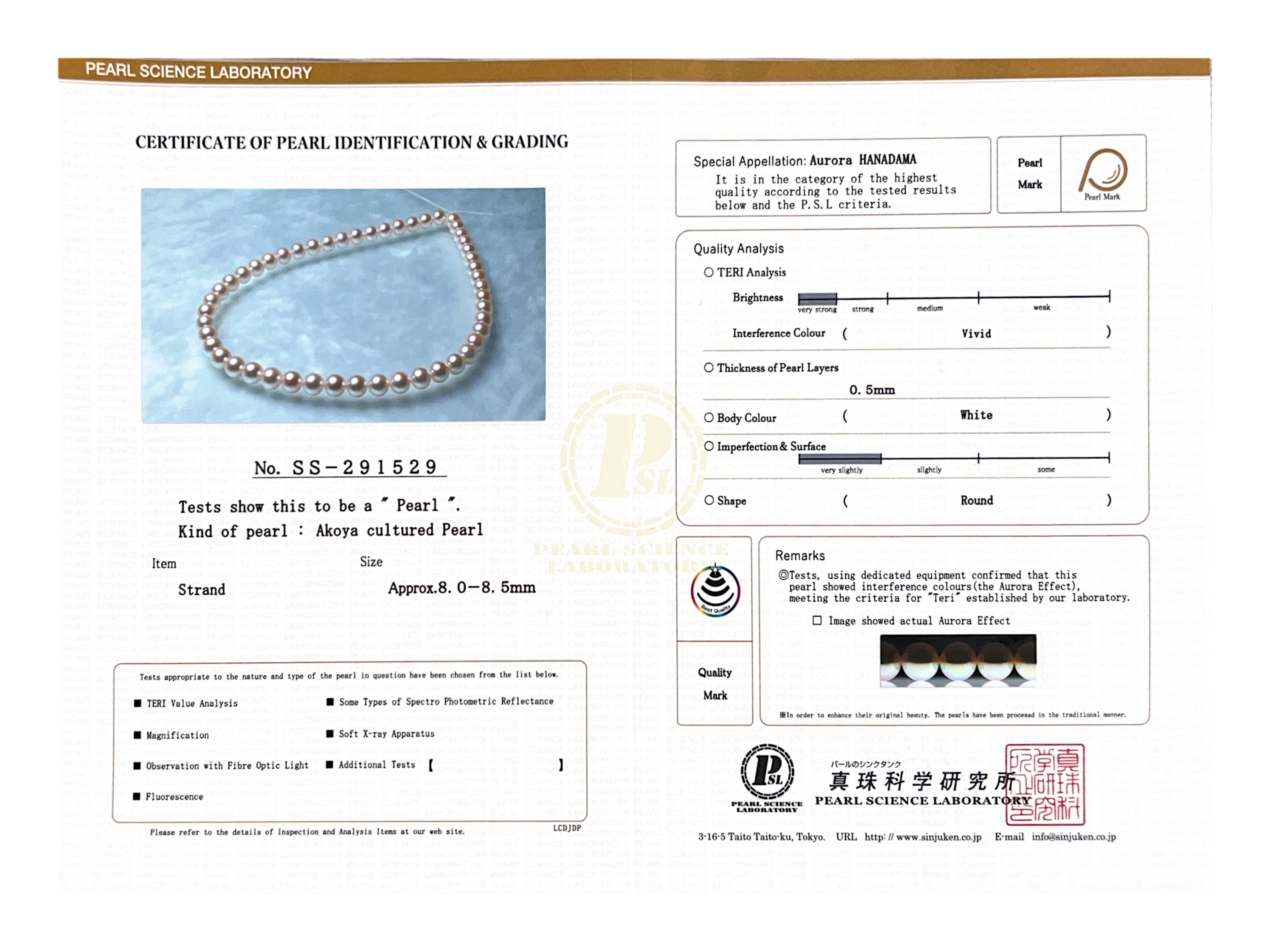 8,0–8,5 mm Hanadama Akoya-Perlenkette – Drittes Bild