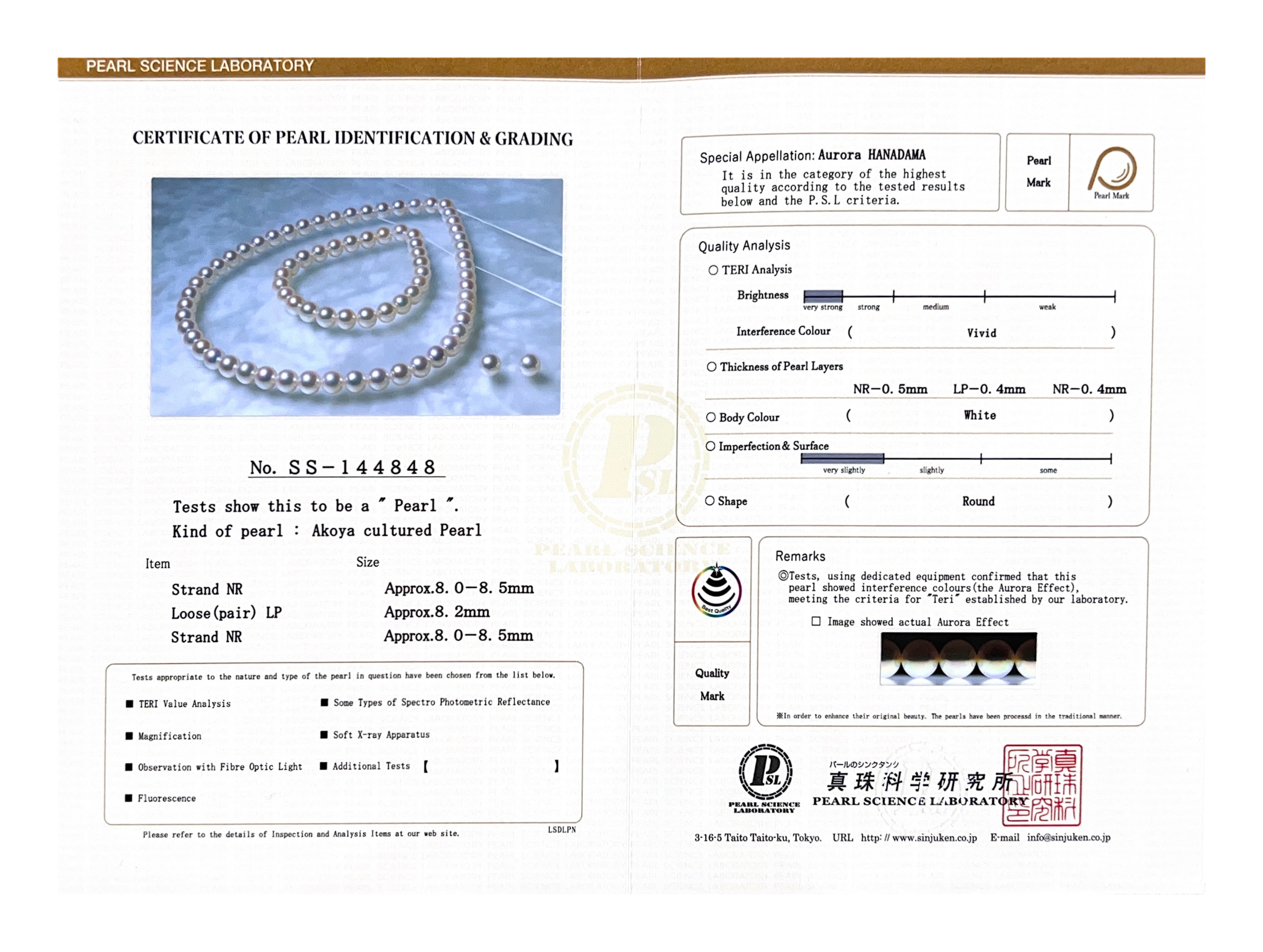 8,0–8,5 mm Hanadama-Perlen-Set – Drittes Bild
