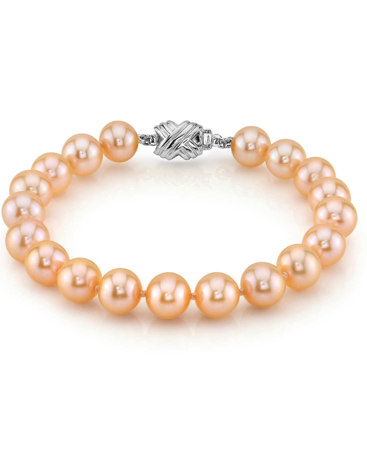 Armband aus 8,0–8,5 mm großen pfirsichfarbenen Süßwasserperlen – AAA-Qualität