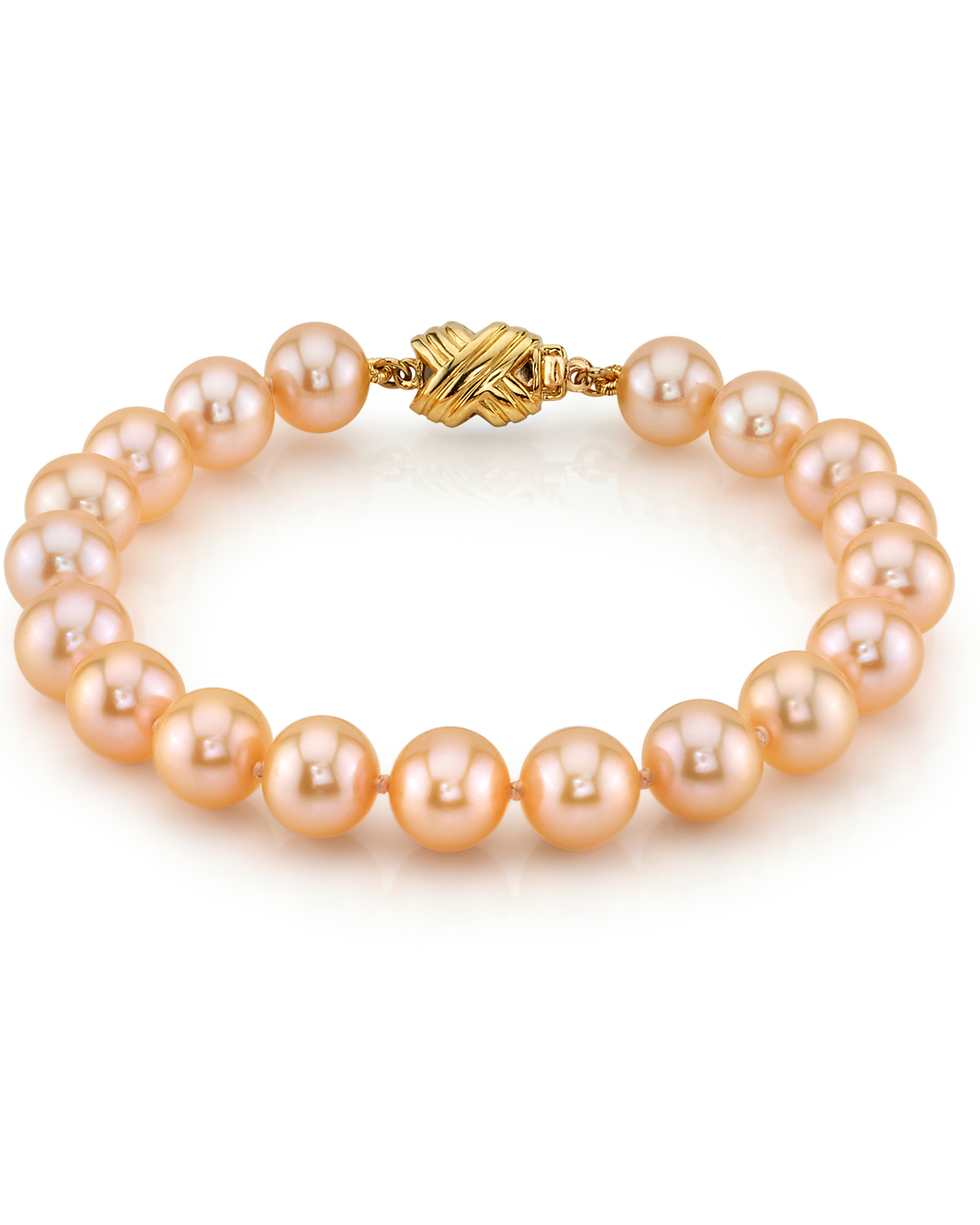 Armband aus 8,0–8,5 mm großen pfirsichfarbenen Süßwasserperlen – AAA-Qualität – Zweites Bild