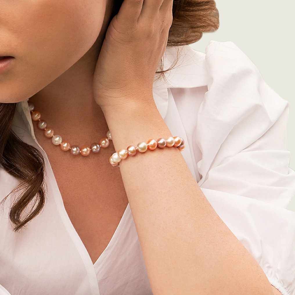 8,0–8,5 mm mehrfarbiges Süßwasserperlenarmband – AAA-Qualität – Zweites Bild