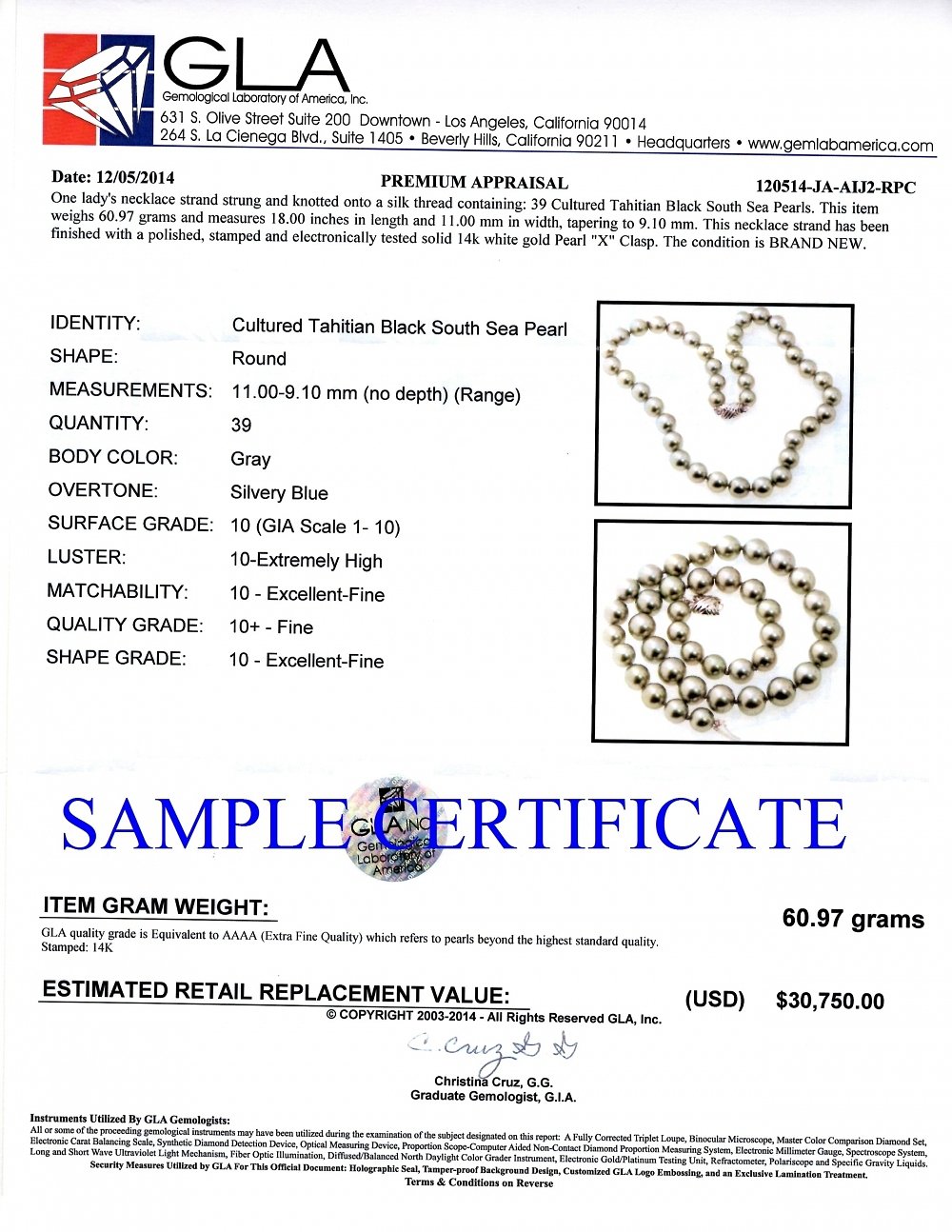 9–11 mm Silberne Tahiti-Südseeperlen-Halskette – AAA-Qualität – Drittes Bild