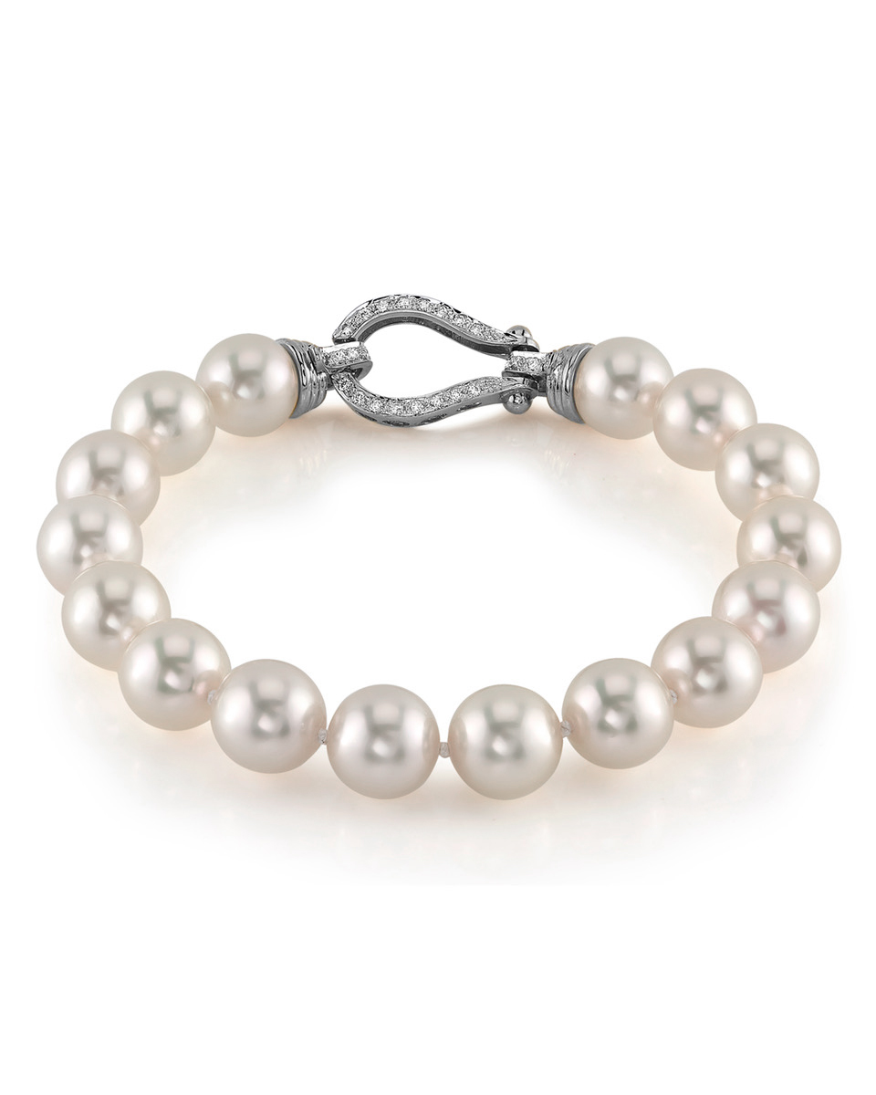 Armband aus 9,5–10,0 mm großen Hanadama-Akoya-Weißperlen