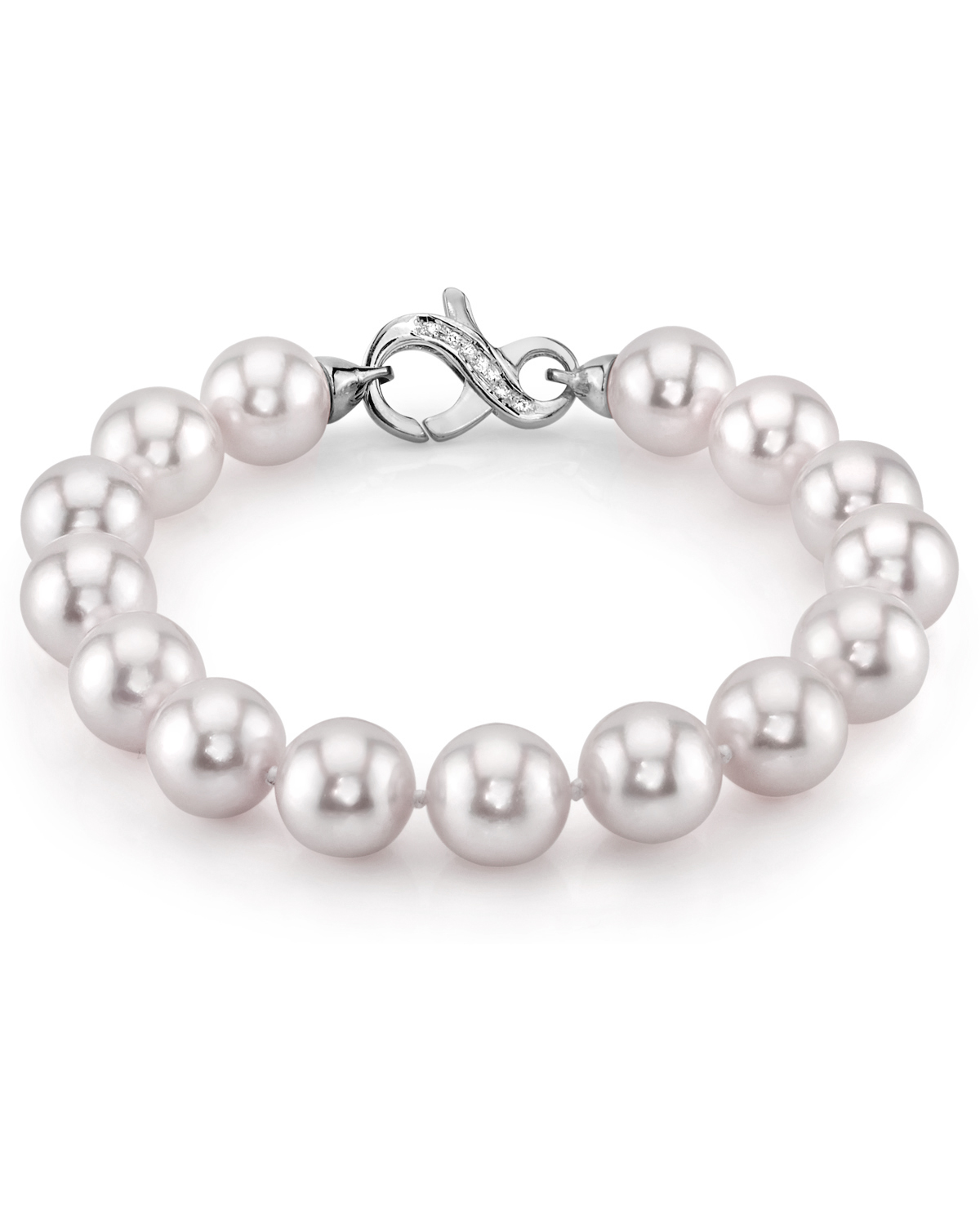 Armband aus 9,5–10 mm großen weißen Akoya-Perlen