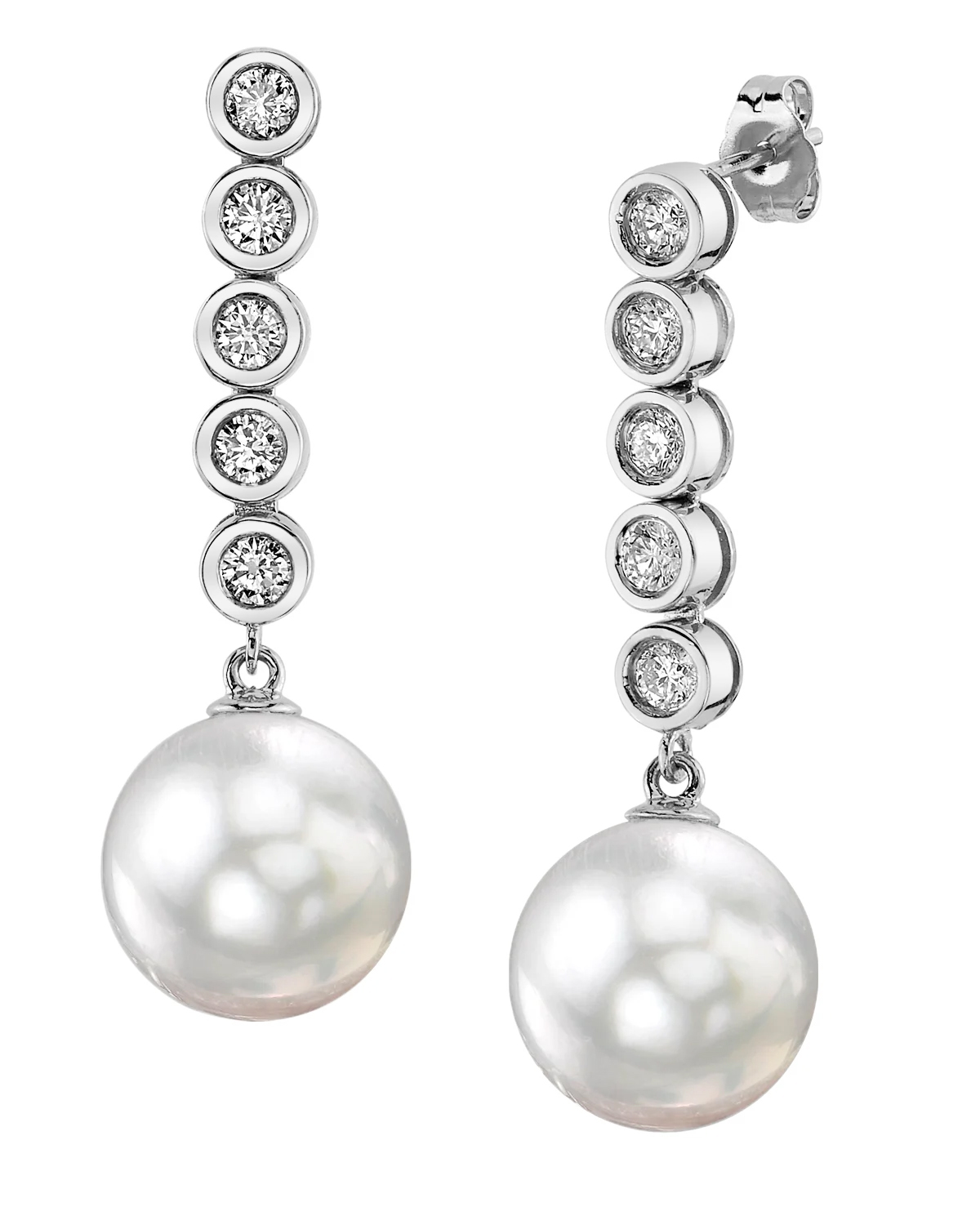 Ohrringe mit weißen Südseeperlen und Diamanten