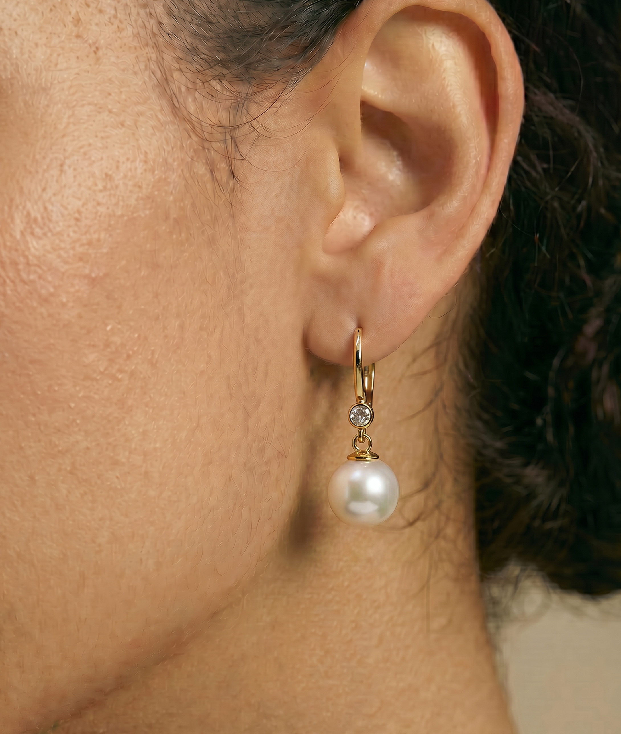Michelle-Ohrringe mit Südseeperlen und Diamanten – Zweites Bild