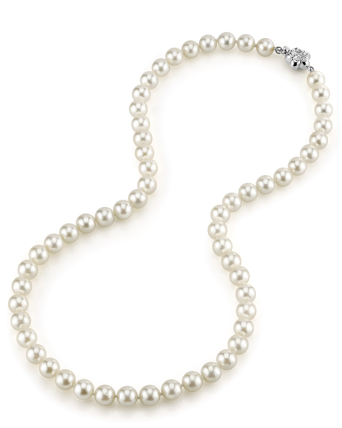 7.0-7.5mm Japanese Akoya White Pearl Necklace - AA+ Quality