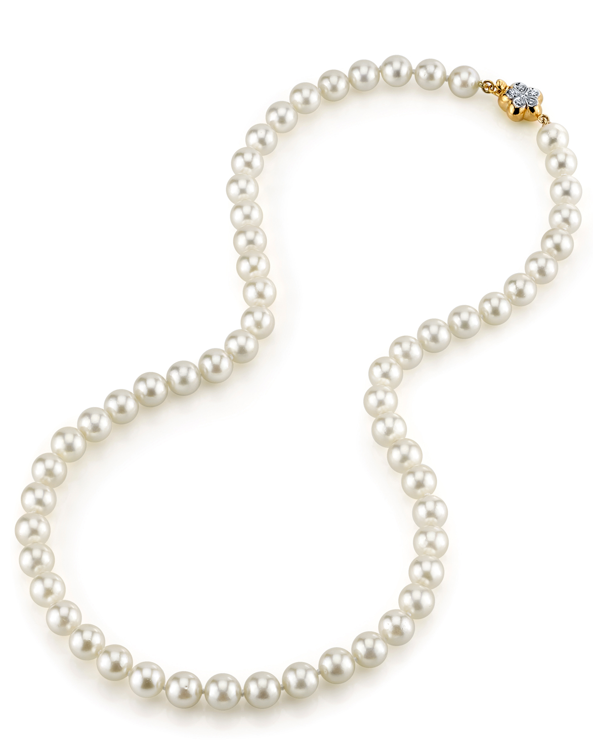 7.0-7.5mm Japanese Akoya White Pearl Necklace - AA+ Quality - Third Image