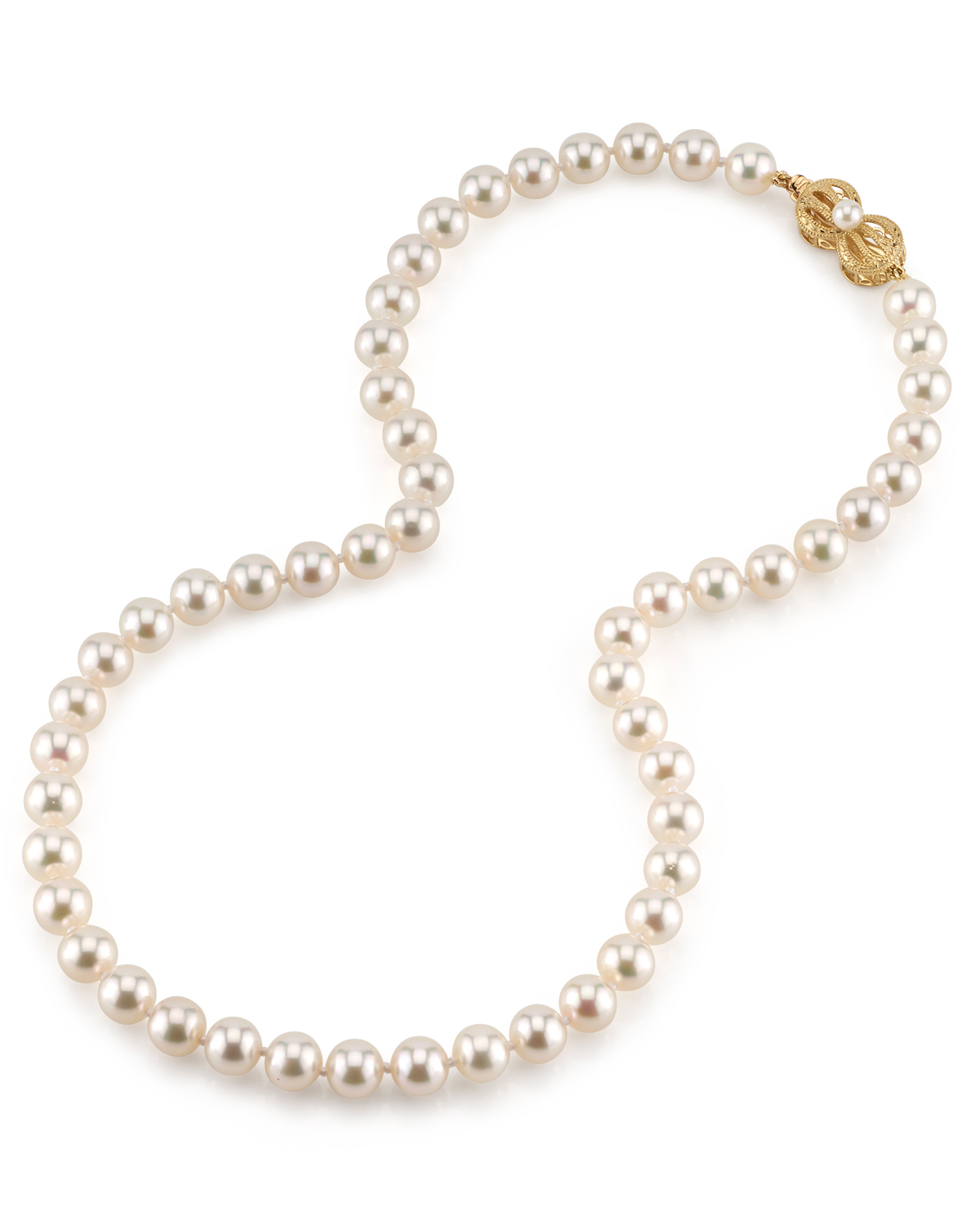 7.5-8.0mm Japanese Akoya White Choker Length Pearl Necklace - AAA Quality - Third Image