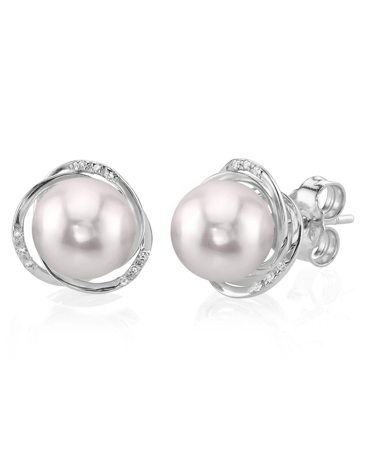 Japanese Akoya Certified Hanadama Pearl and Diamond Lexi Earrings