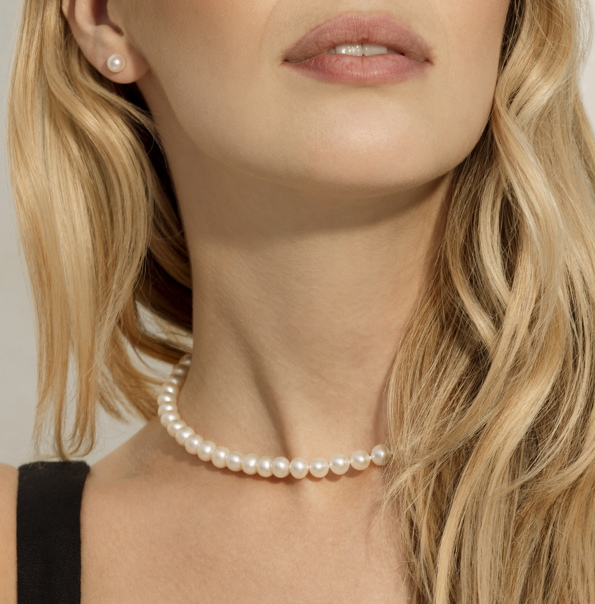 6.5-7.0mm Japanese Akoya White Pearl Necklace - AA+ Quality - Secondary Image
