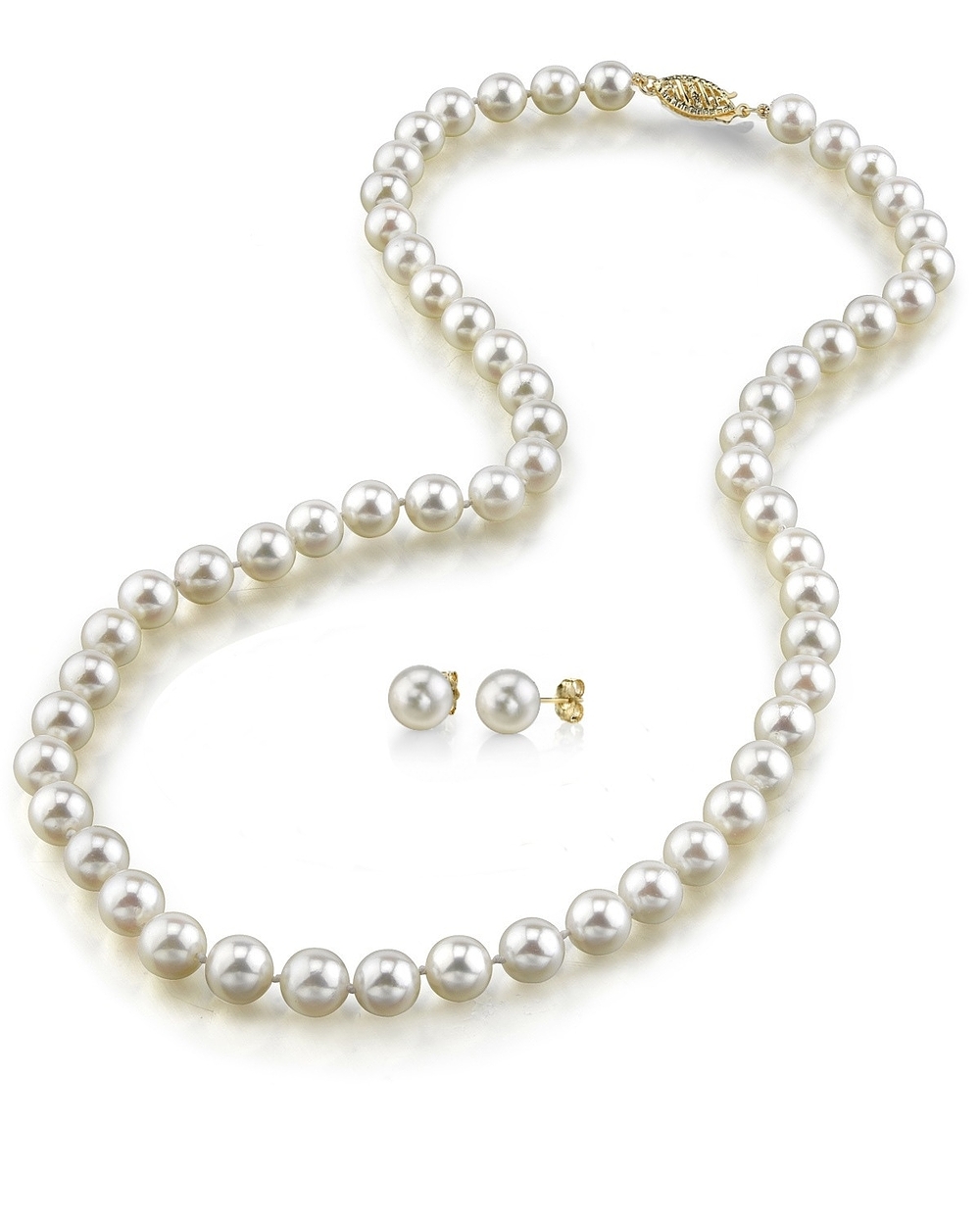 6.5-7.0mm Japanese Akoya Pearl Necklace & Earrings - AAA Quality - Secondary Image