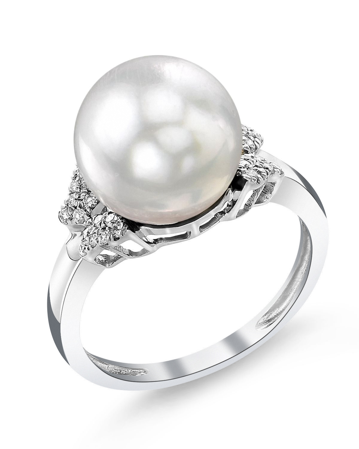 Ring „Nora“ mit weißer Südseeperle und Diamanten