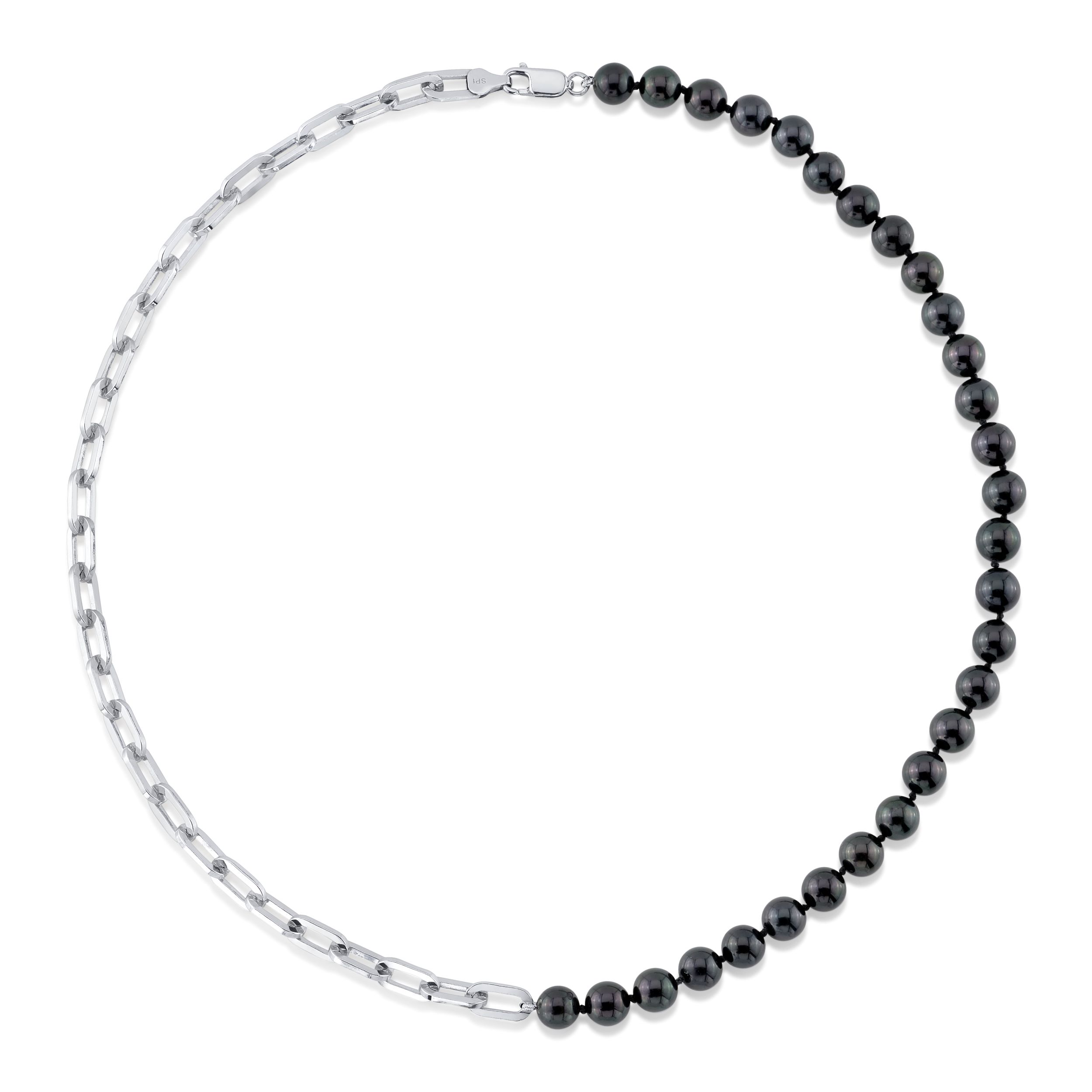 7,5–8,0 mm schwarze Süßwasserperle & Kette – Blake-Halskette