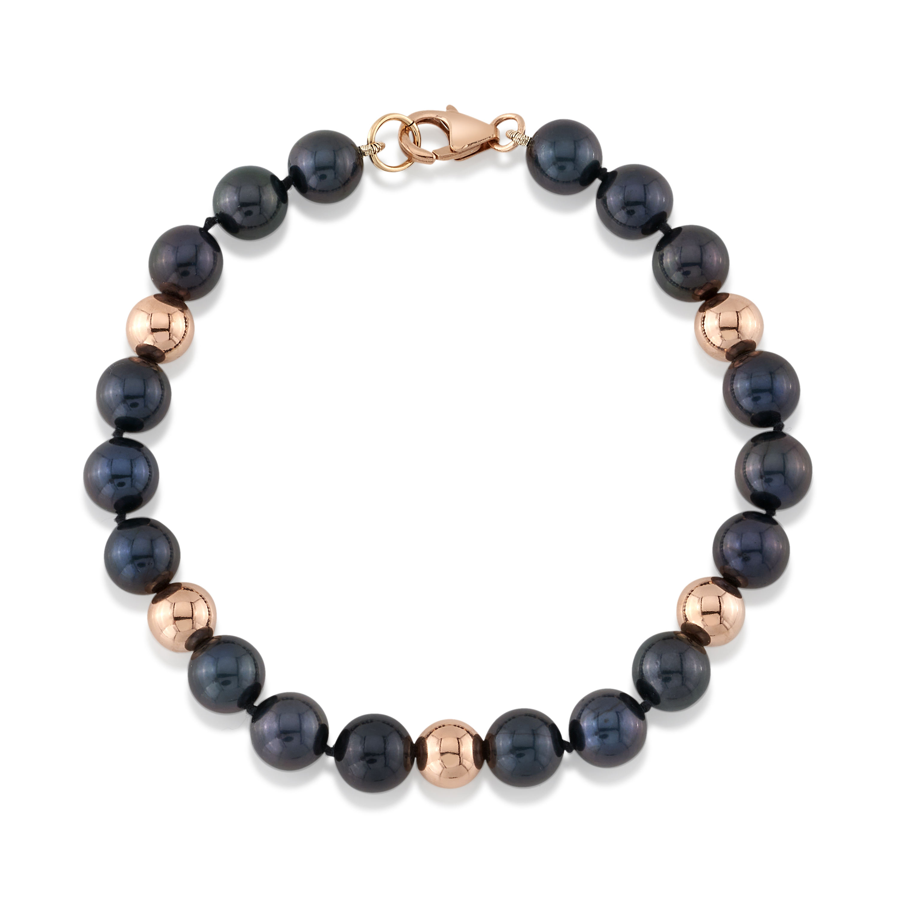 7,5–8,0 mm schwarzes Corey-Armband aus Süßwasser-Zuchtperlen