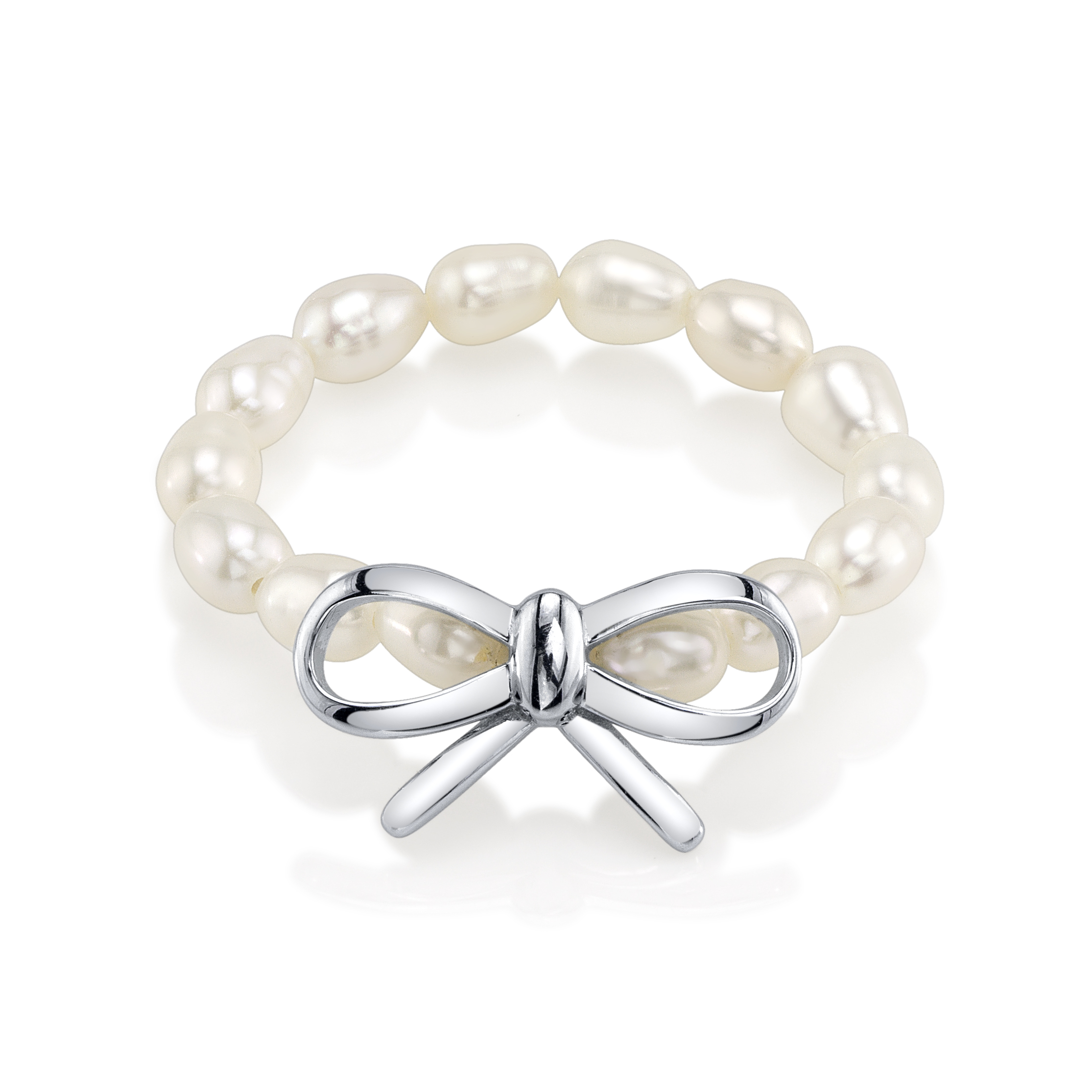 Verstellbarer Anabelle-Ring aus Sterlingsilber mit weißer Süßwasserperle