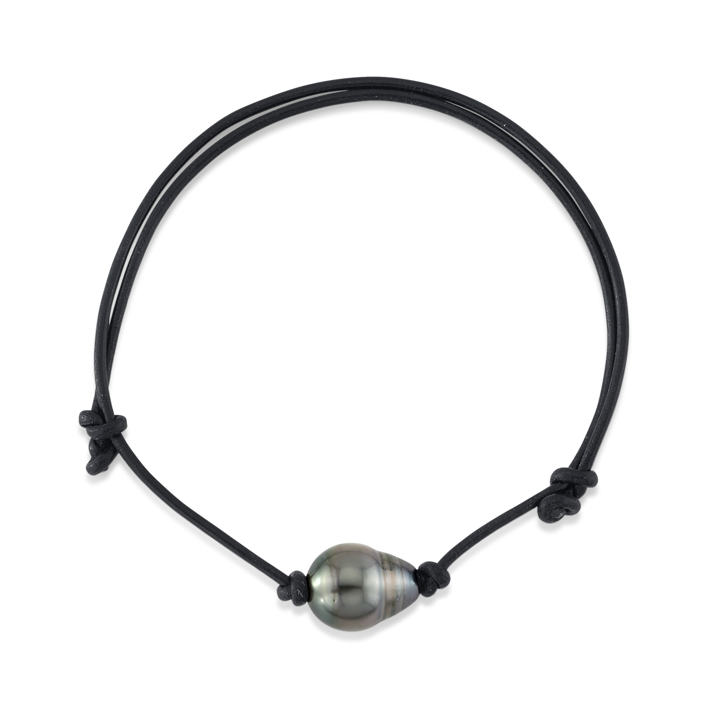 Verstellbares Lederarmband mit tahitianischer Barockperle für Herren