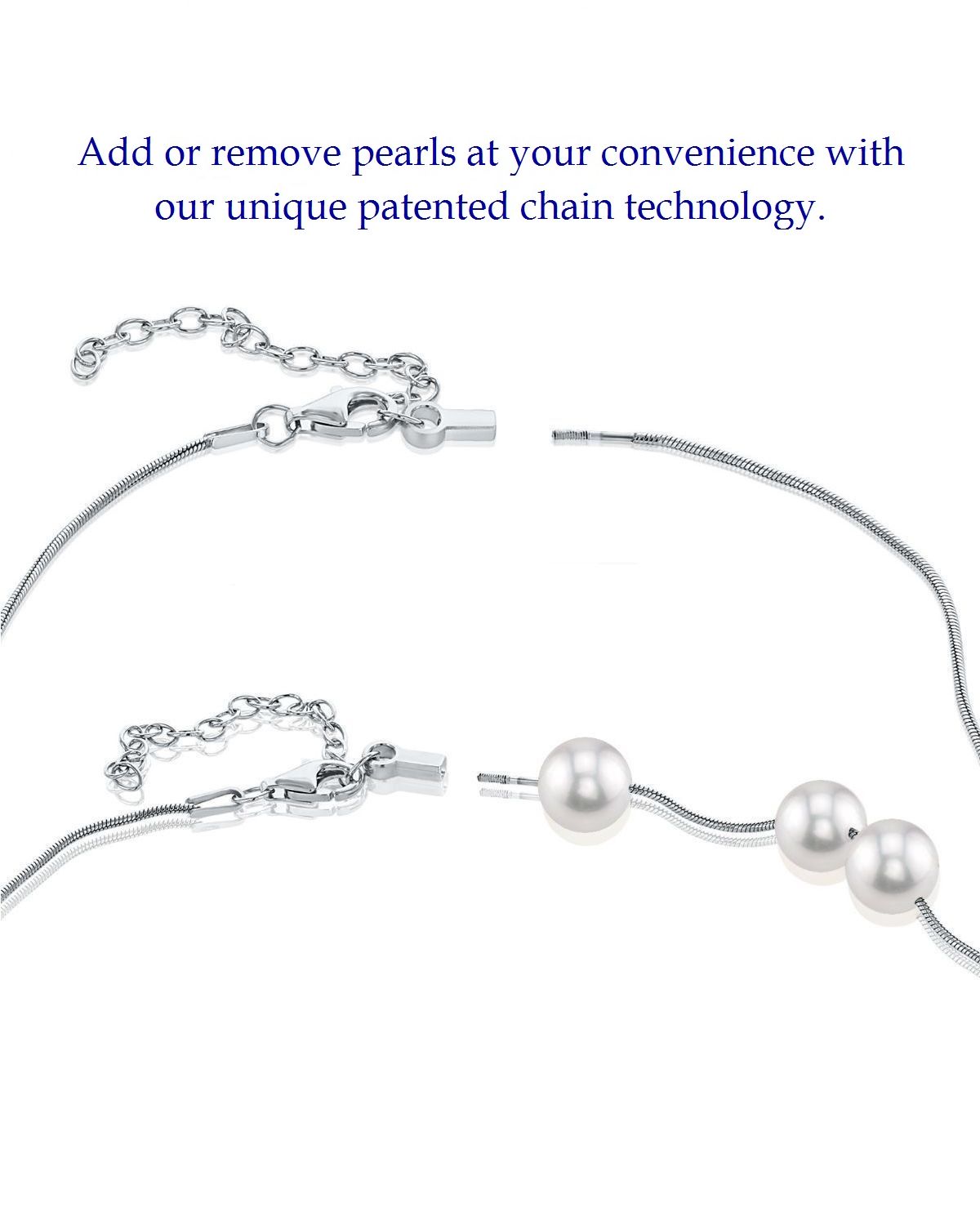 Pearl Moments – Verstellbare Silberkette mit 7,0–7,5 mm großen Akoya-Perlen – Zweites Bild