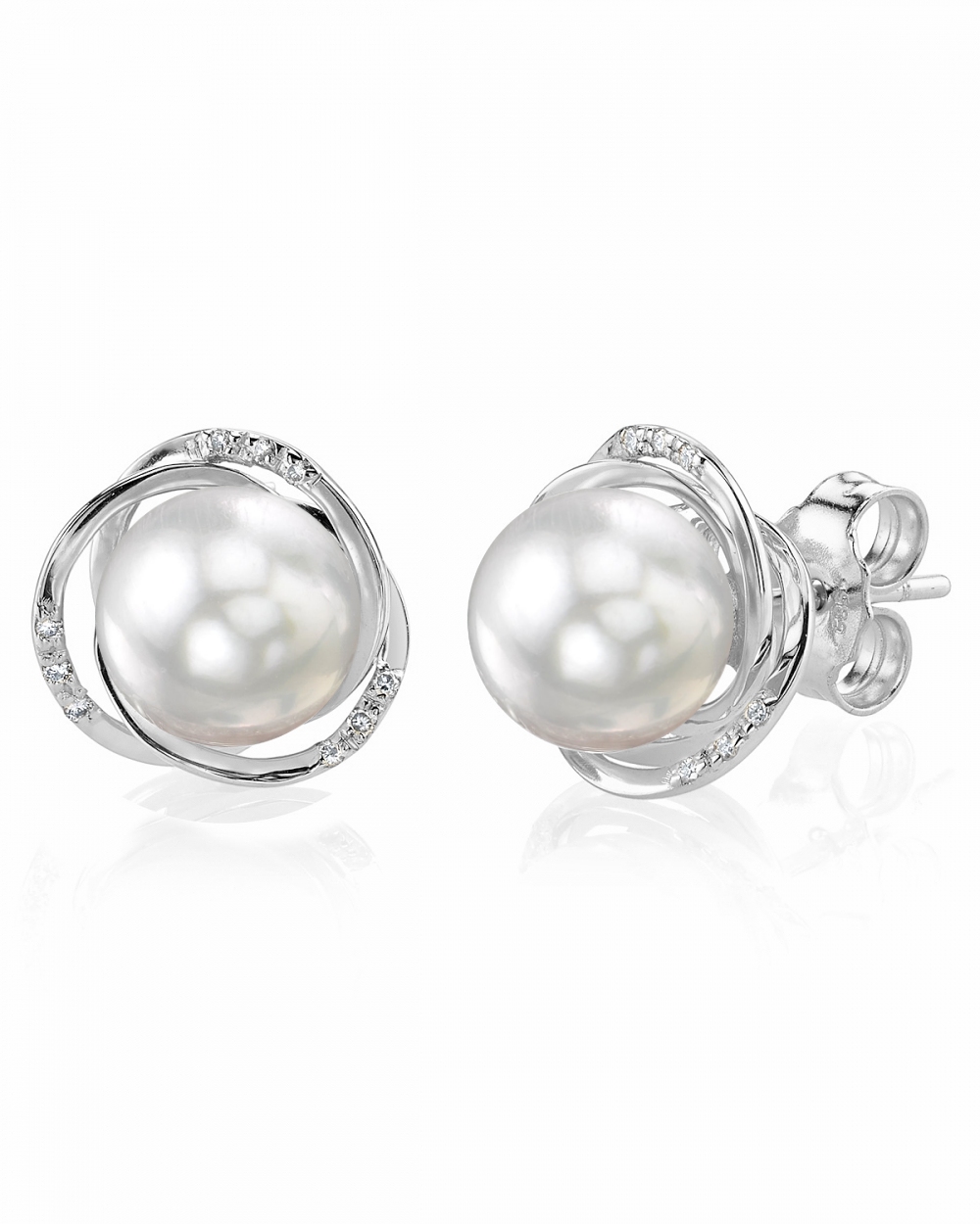 Lexi-Ohrringe mit weißen Südseeperlen und Diamanten