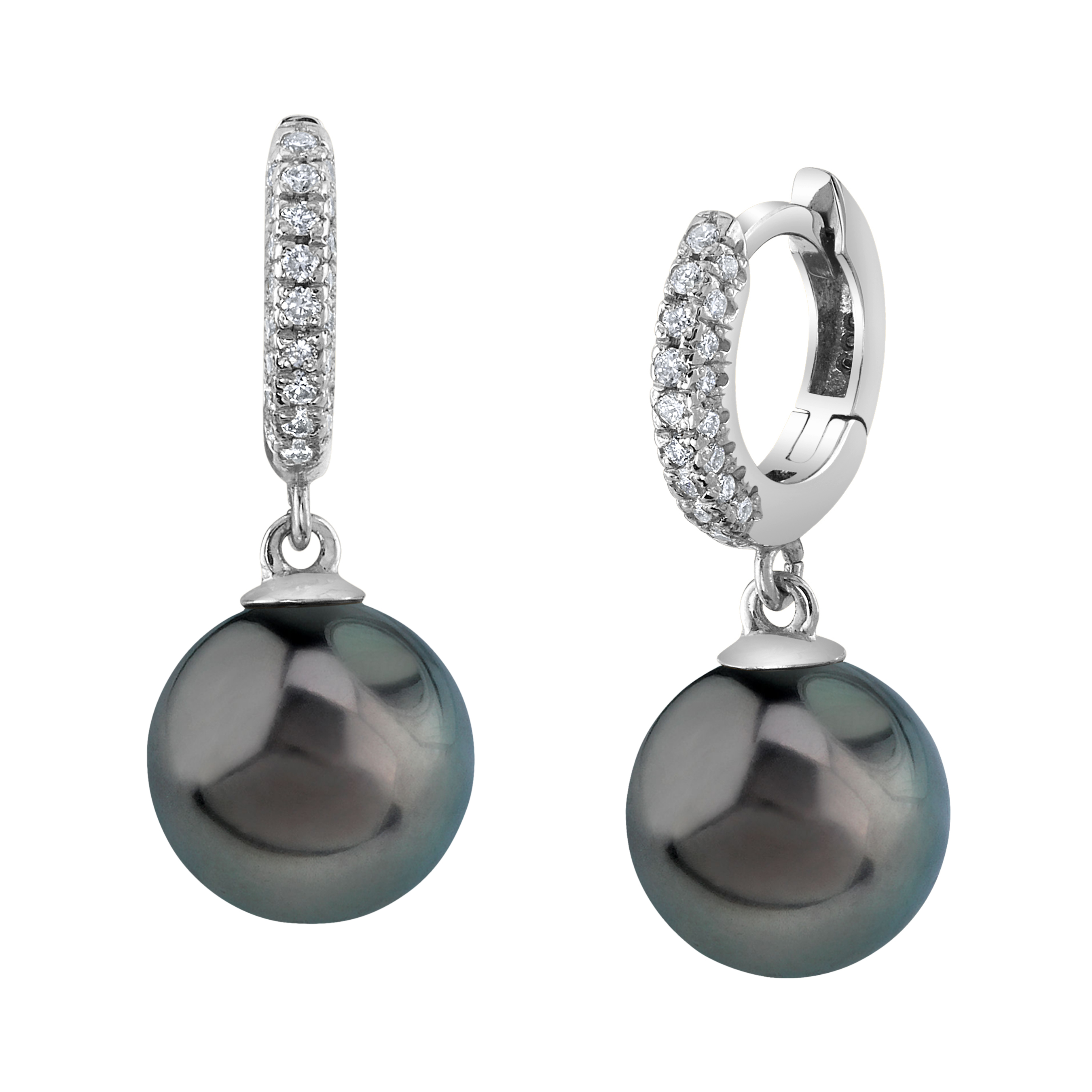 Tahitianische Südseeperlen- und Diamant-Huggie-Ohrringe „Eileen“