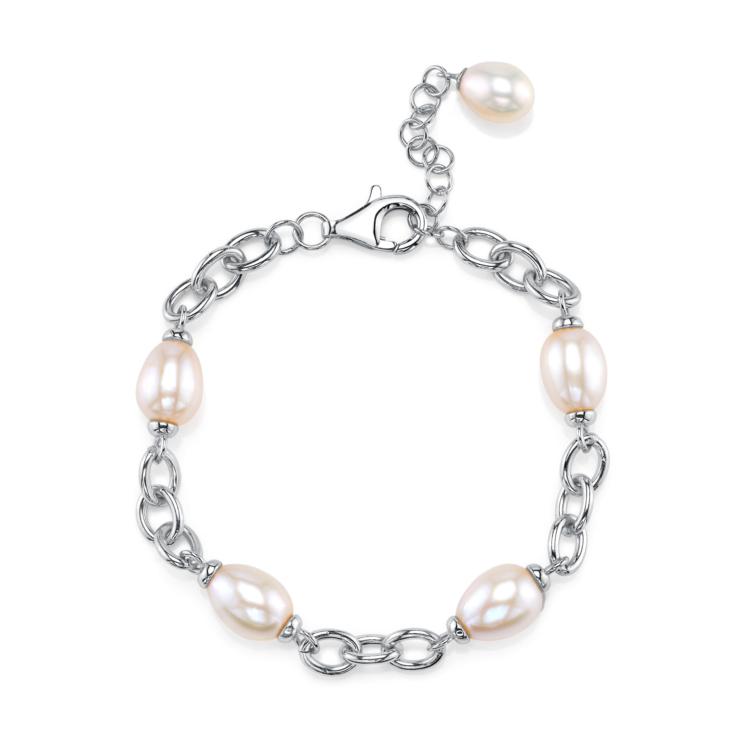 Armband aus weißen Süßwasser-Barockperlen von Miren