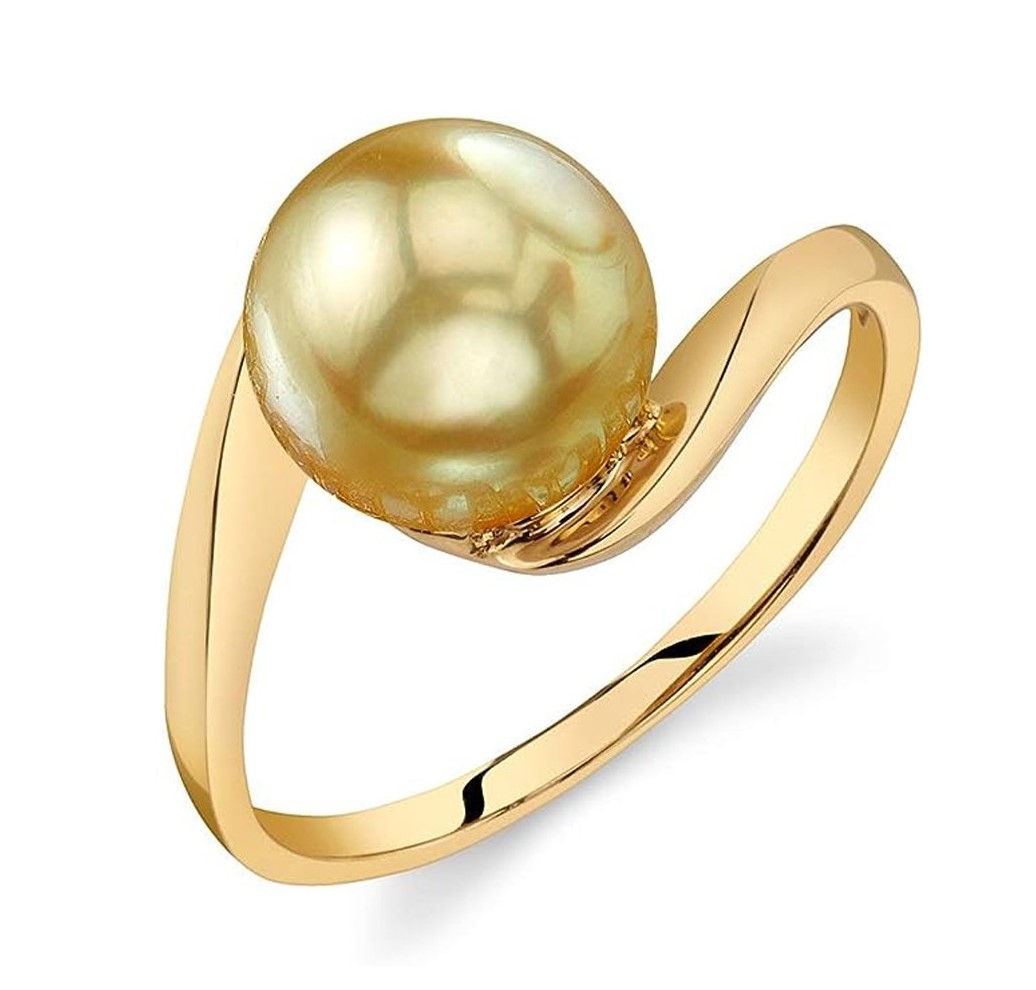 Felice-Ring aus 14-karätigem Gold mit goldener Südseeperle