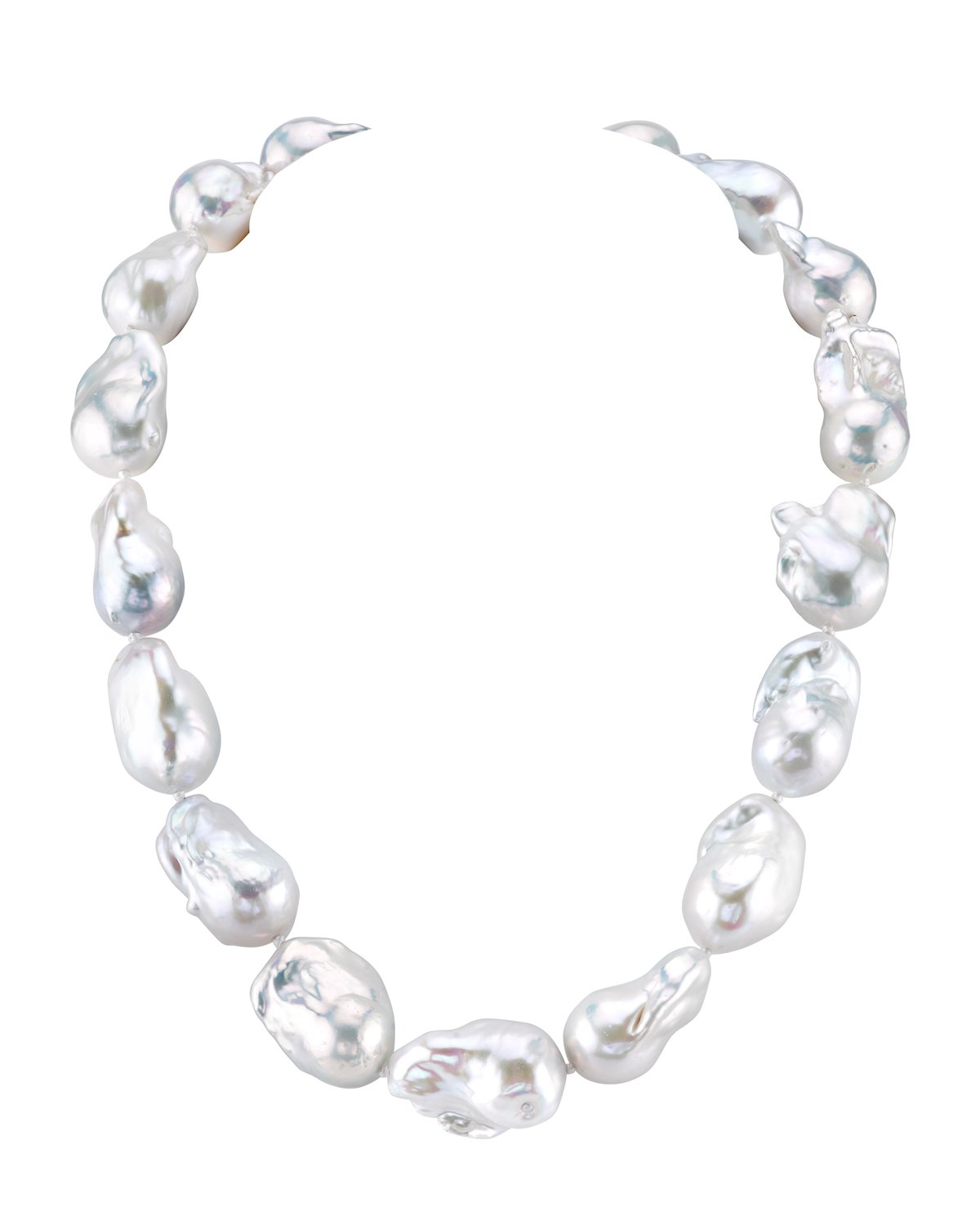 Halskette aus weißen Barock-Süßwasserperlen, 13–16 mm – AAA-Qualität